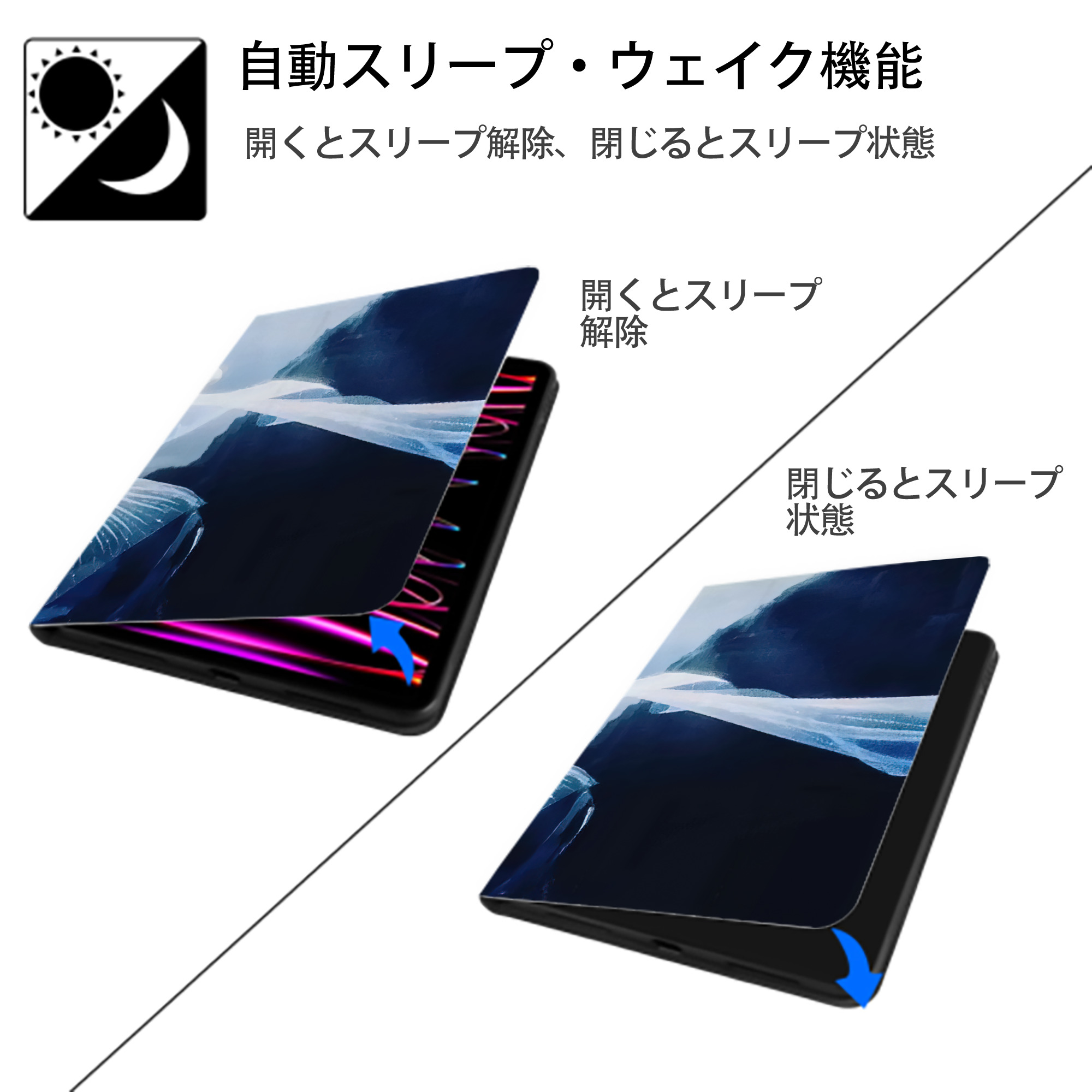 アナと雪の女王 アンナ エルサ Frozen Anna Elsa IPadケース ペンホルダー付き ブックスタイルデザイン