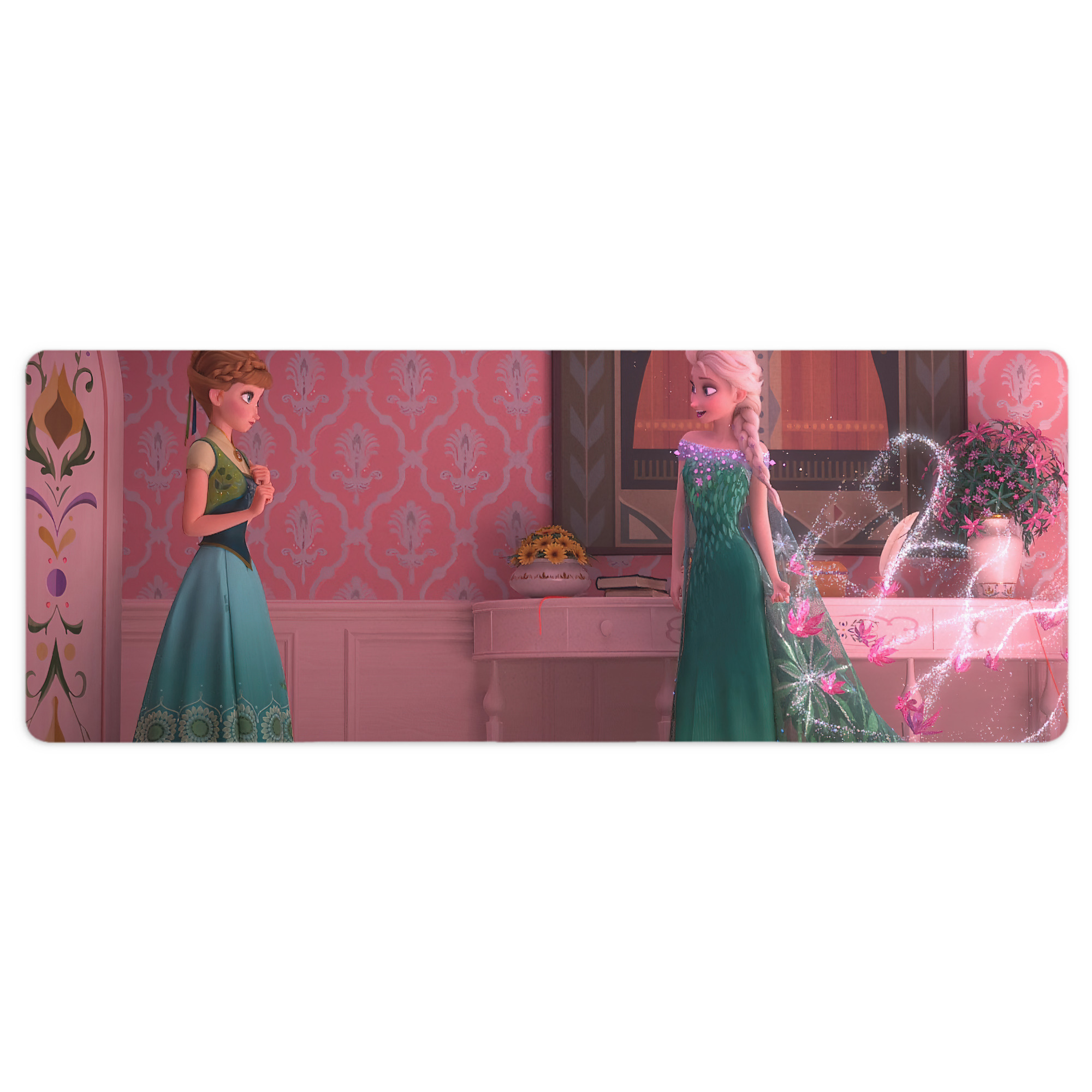 （画像用） アナと雪の女王 アンナ エルサ Frozen Anna Elsa ステッチ加工 大判デスクマット／滑り止めマウスパッド