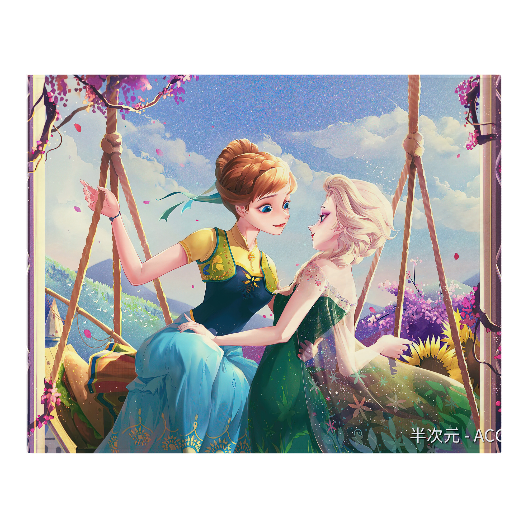 （画像用） アナと雪の女王 アンナ エルサ Frozen Anna Elsa フランネルブランケット・多サイズ対応（横型）