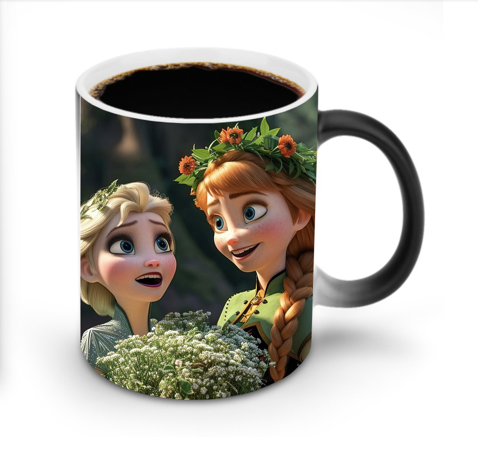 （画像用） アナと雪の女王 アンナ エルサ Frozen Anna Elsa 温度変色マグカップ