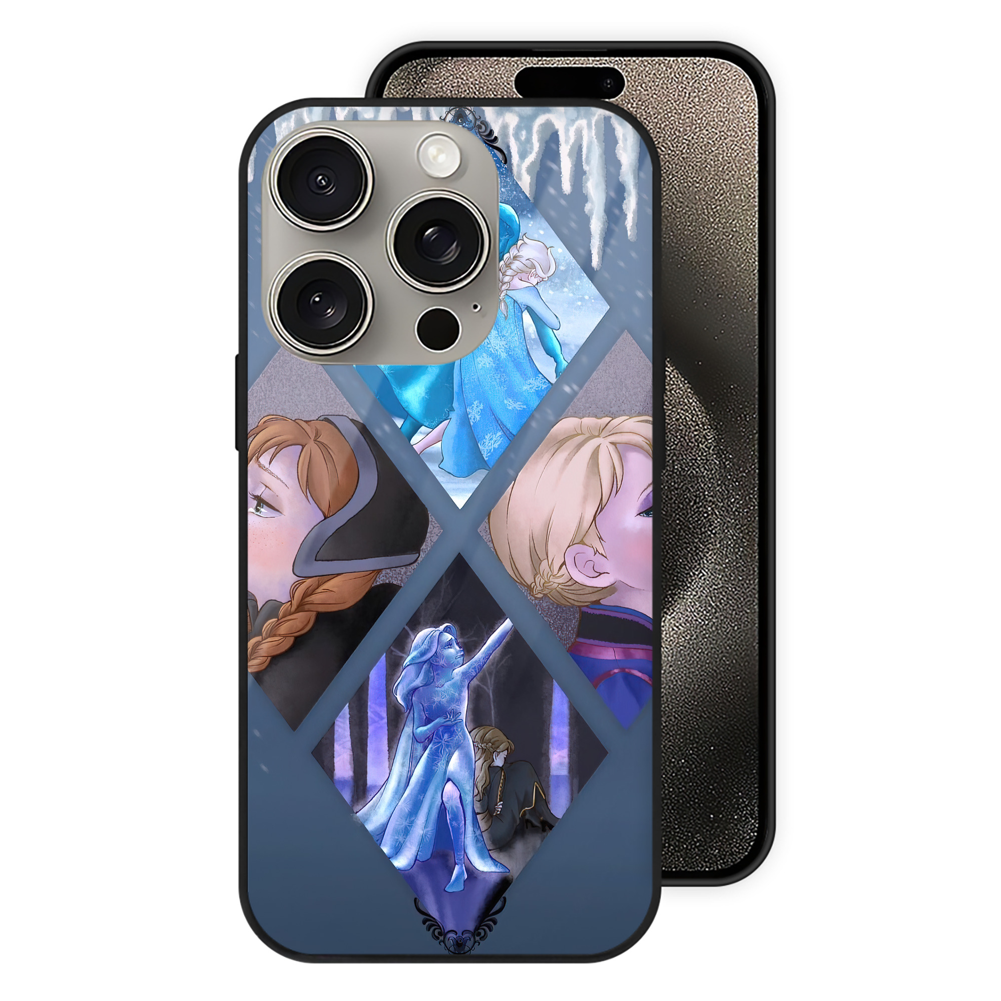 （画像用） アナと雪の女王 アンナ エルサ Frozen Anna Elsa 【iPhone15Pro対応】スマホケース 耐衝撃＆黄変防止 背面ガラス
