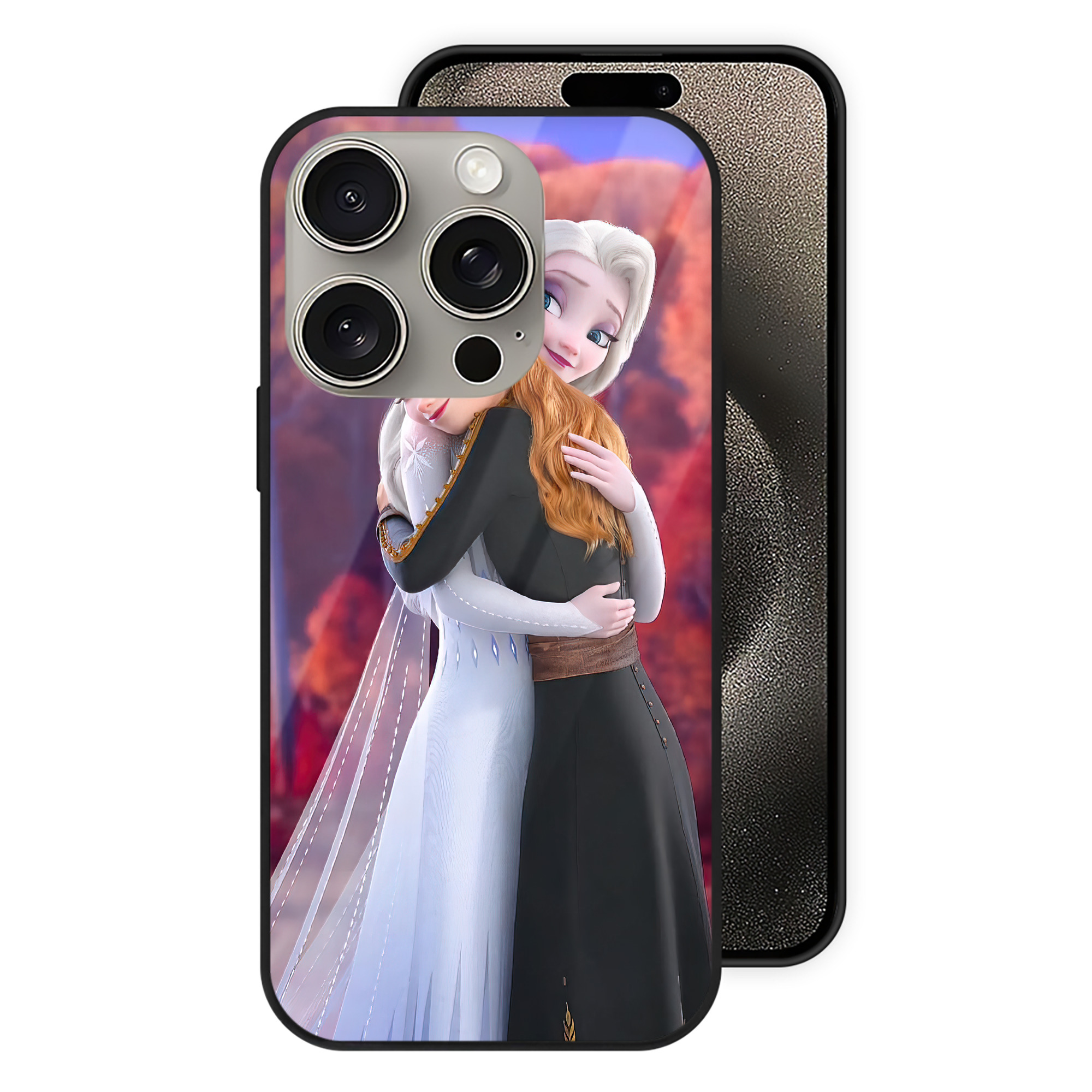 （画像用） アナと雪の女王 アンナ エルサ Frozen Anna Elsa 【iPhone15Pro対応】スマホケース 耐衝撃＆黄変防止 背面ガラス