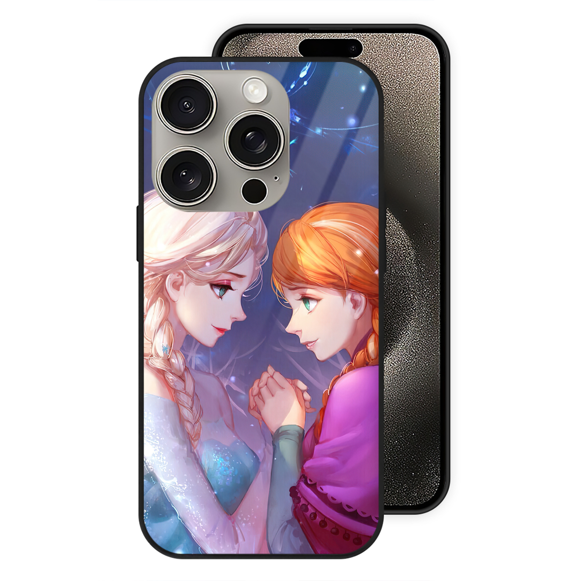 （画像用） アナと雪の女王 アンナ エルサ Frozen Anna Elsa 【iPhone15Pro対応】スマホケース 耐衝撃＆黄変防止 背面ガラス