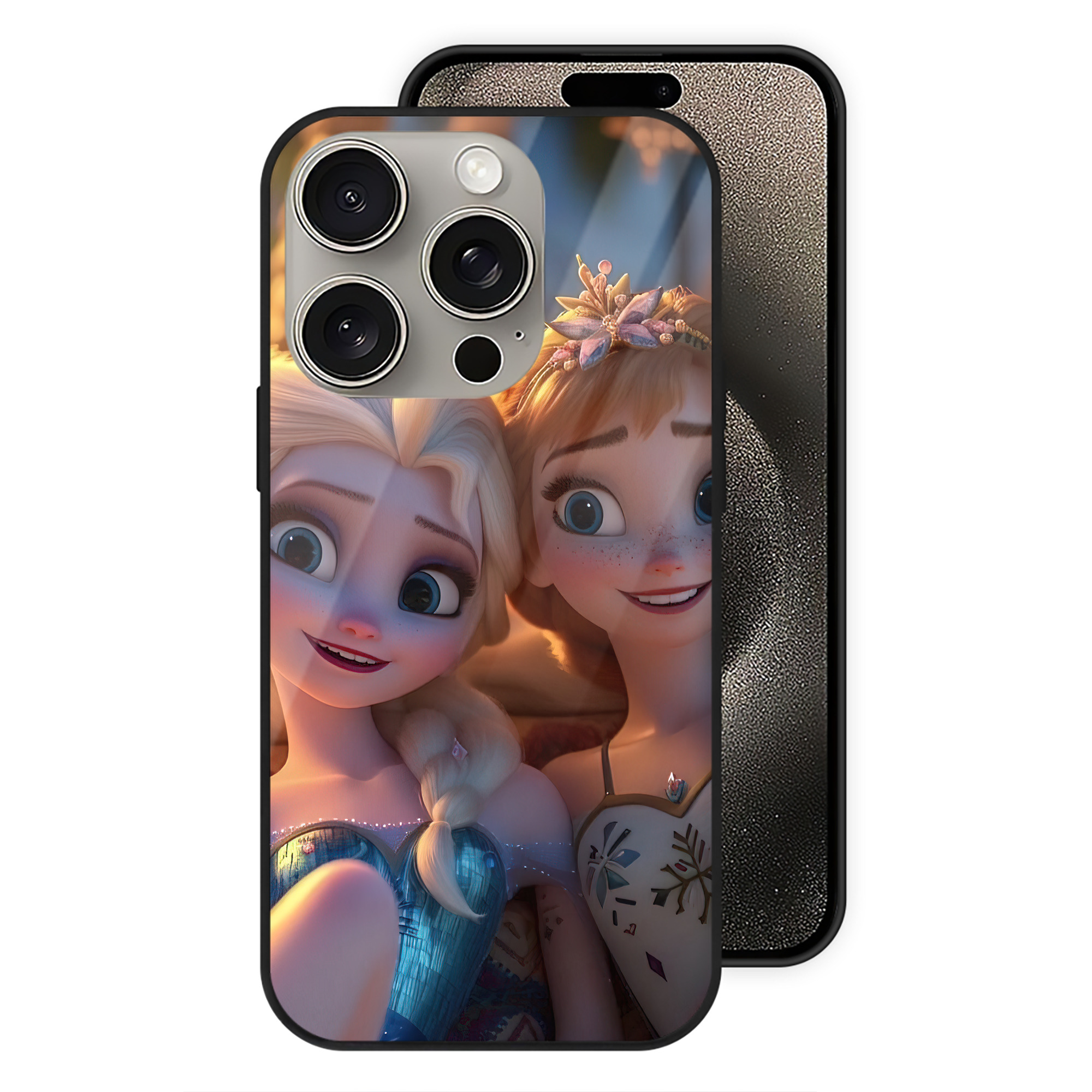 （画像用） アナと雪の女王 アンナ エルサ Frozen Anna Elsa 【iPhone15Pro対応】スマホケース 耐衝撃＆黄変防止 背面ガラス