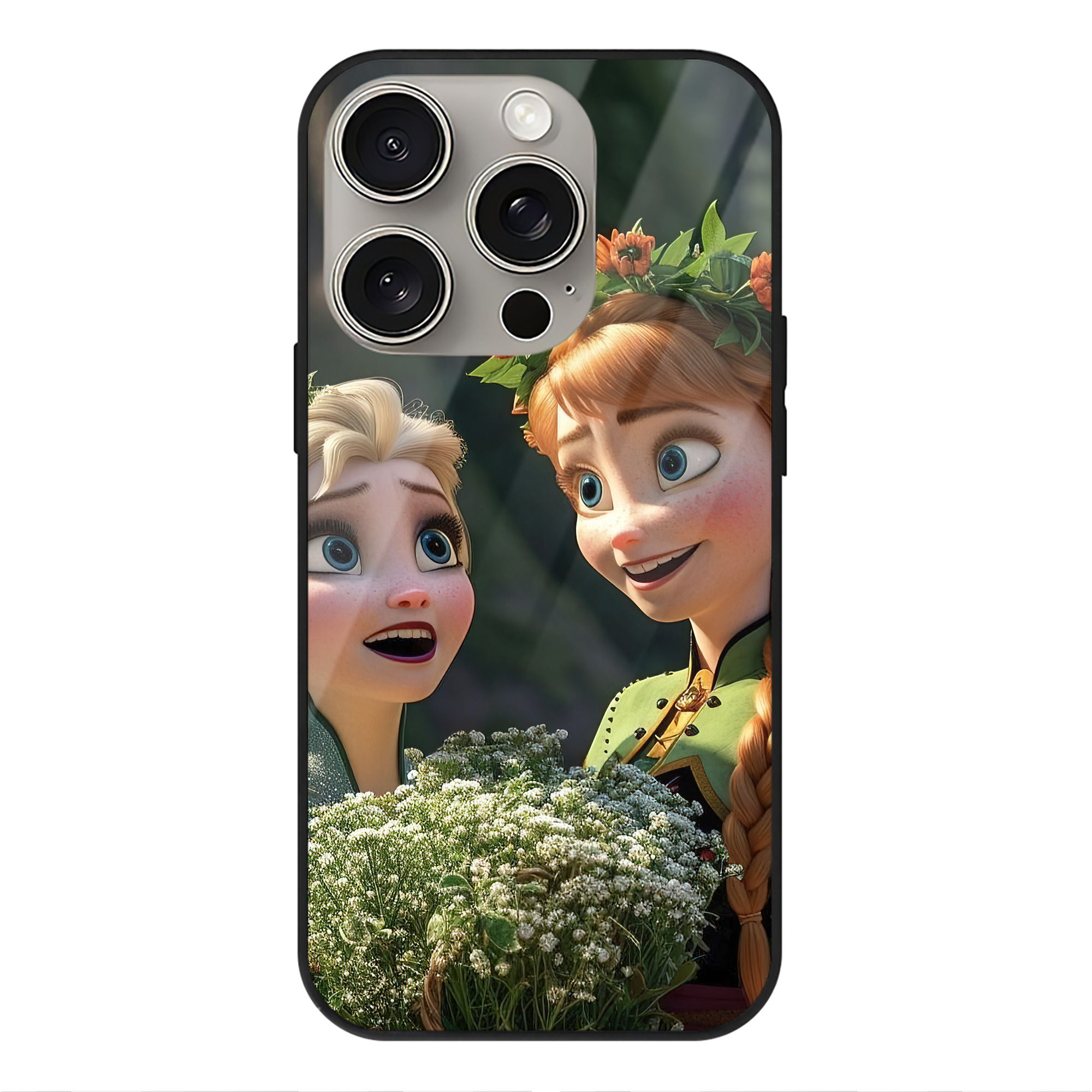 （画像用） アナと雪の女王 アンナ エルサ Frozen Anna Elsa 【iPhone15Pro対応】スマホケース 耐衝撃＆黄変防止 背面ガラス