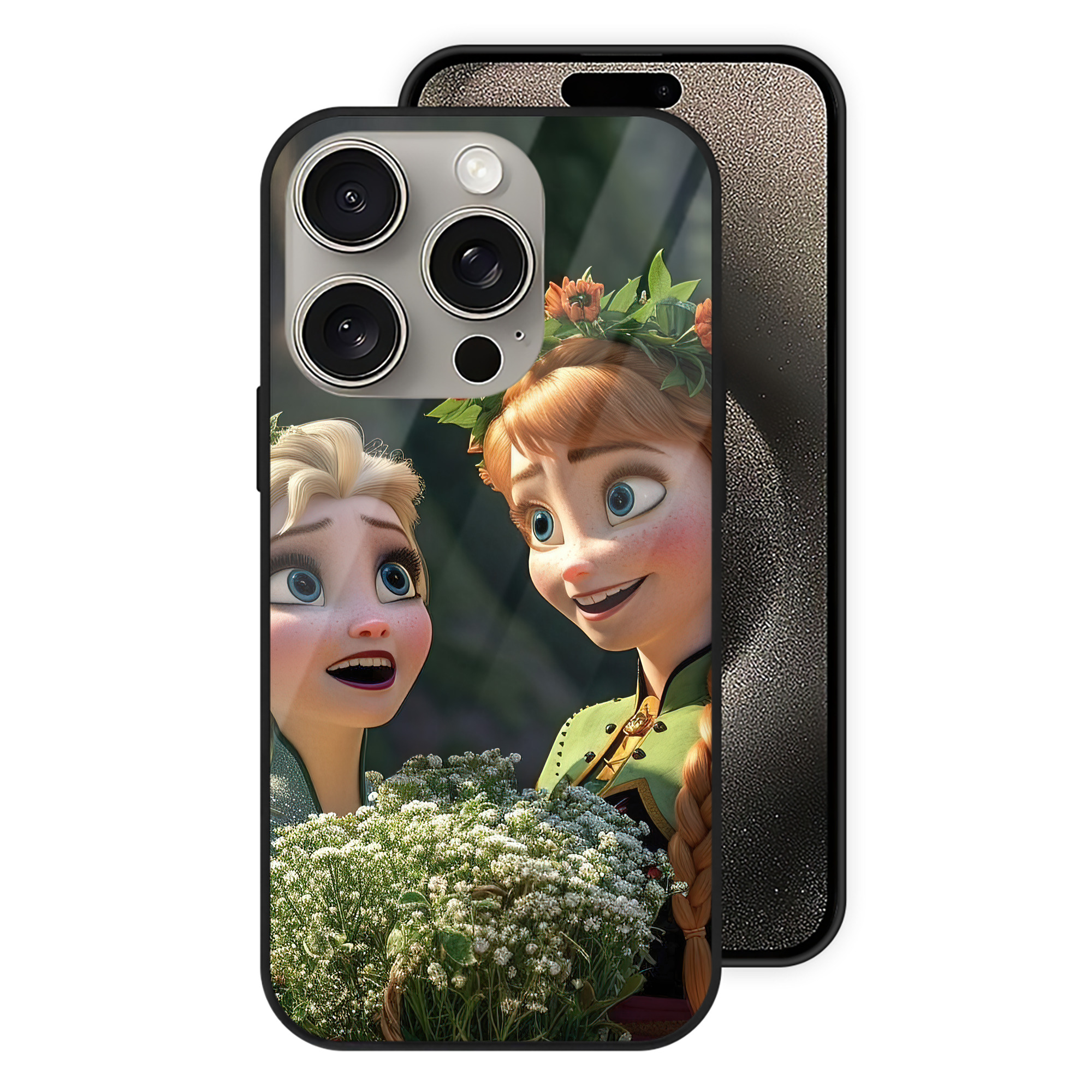 （画像用） アナと雪の女王 アンナ エルサ Frozen Anna Elsa 【iPhone15Pro対応】スマホケース 耐衝撃＆黄変防止 背面ガラス