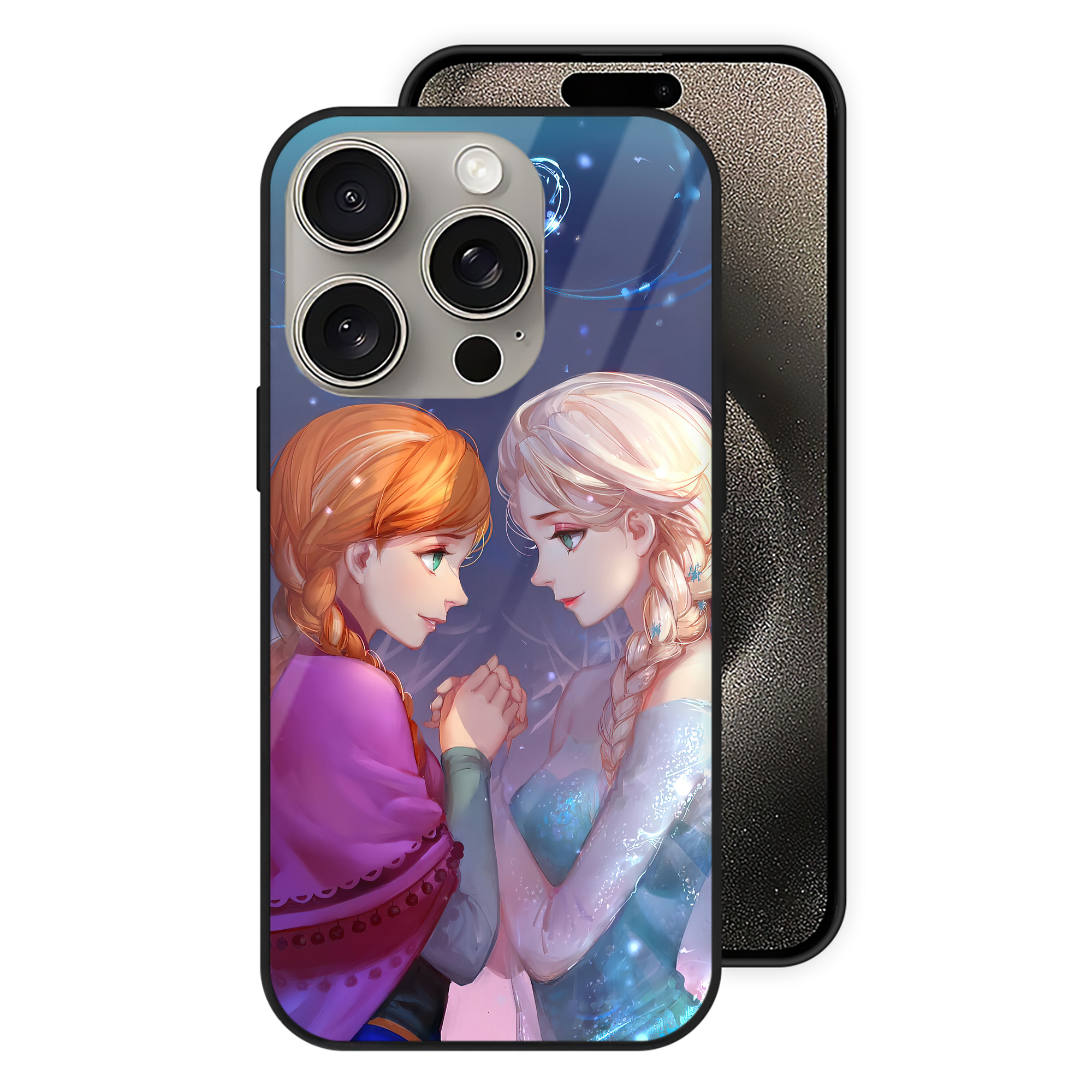 （画像用） アナと雪の女王 アンナ エルサ Frozen Anna Elsa 【iPhone15Pro対応】スマホケース 耐衝撃＆黄変防止 背面ガラス