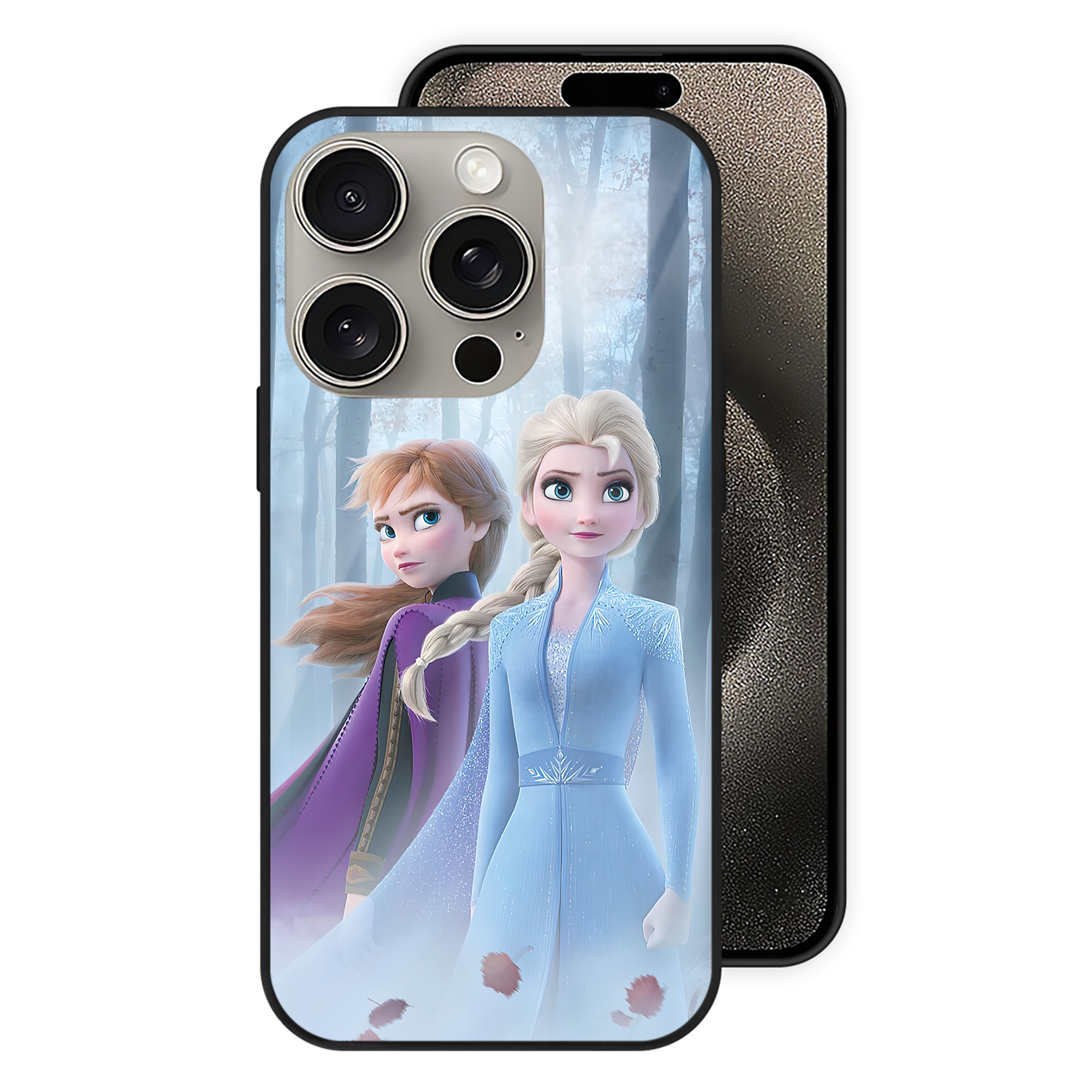 （画像用） アナと雪の女王 アンナ エルサ Frozen Anna Elsa 【iPhone15Pro対応】スマホケース 耐衝撃＆黄変防止 背面ガラス