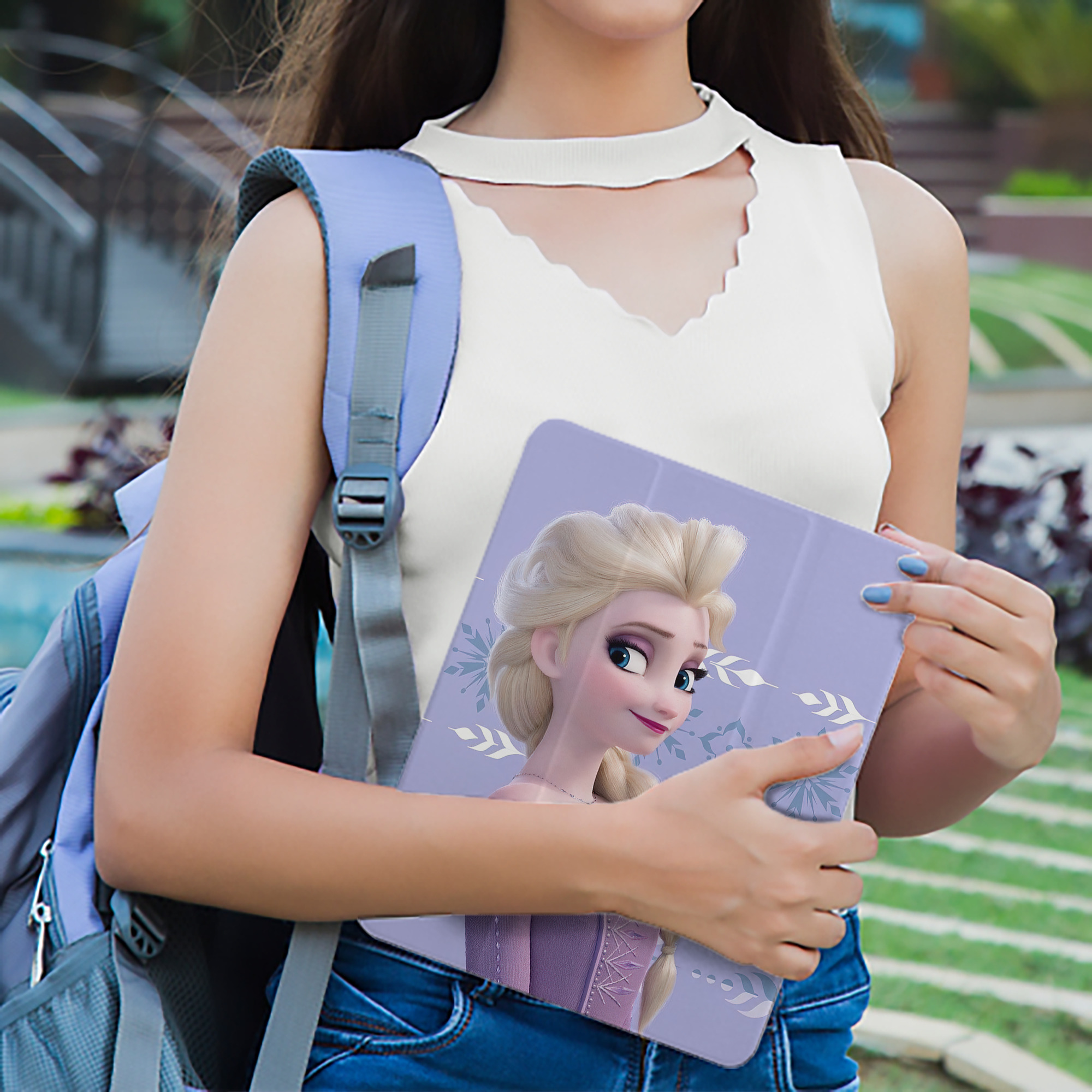 アナと雪の女王 アンナ エルサ Frozen Anna Elsa IPad ケース ペン収納付き 三つ折りスタンド PUレザー×シリコン 対応機種9.5/10.5/10.9インチ