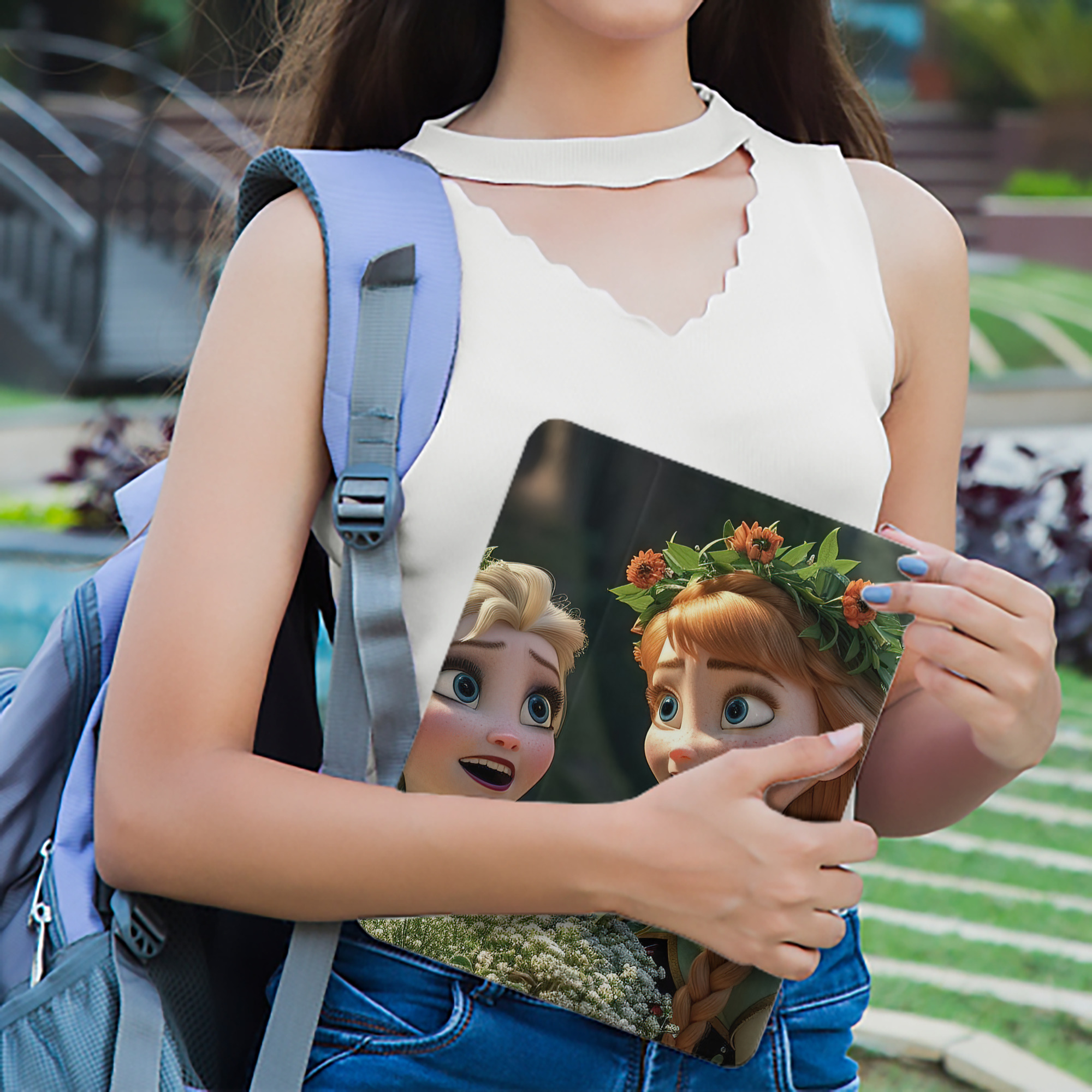 アナと雪の女王 アンナ エルサ Frozen Anna Elsa IPad ケース ペン収納付き 三つ折りスタンド PUレザー×シリコン 対応機種9.5/10.5/10.9インチ