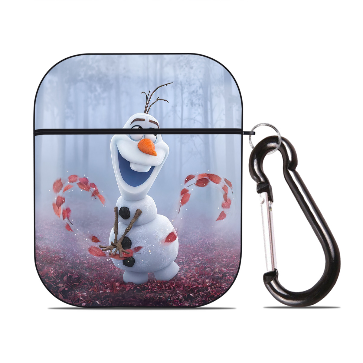 （画像用） アナと雪の女王 アンナ エルサ Frozen Anna Elsa AirPods 第2世代保護ケース ハードシェル ブラック 耐衝撃・防指紋・カラビナ付き