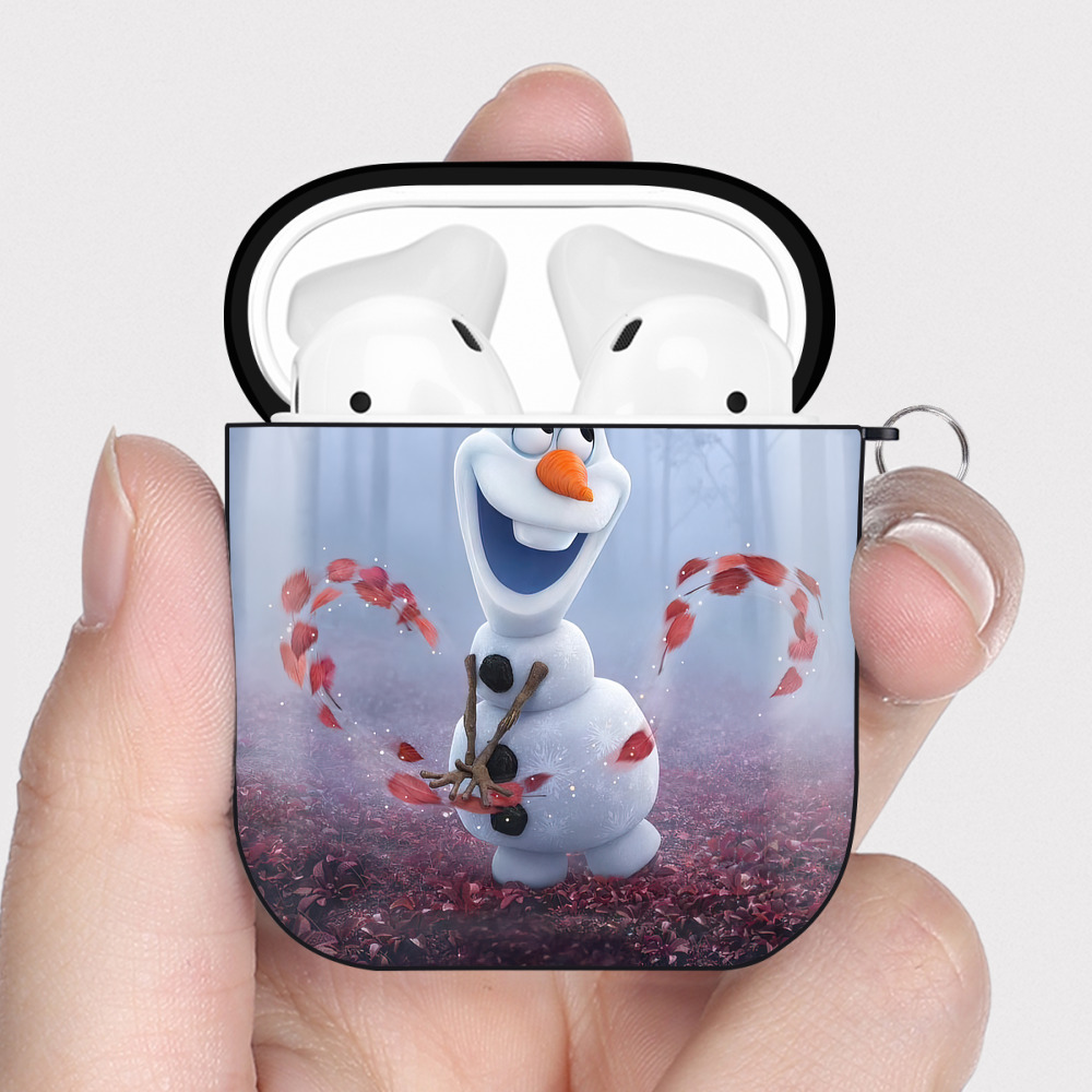 （画像用） アナと雪の女王 アンナ エルサ Frozen Anna Elsa AirPods 第2世代保護ケース ハードシェル ブラック 耐衝撃・防指紋・カラビナ付き