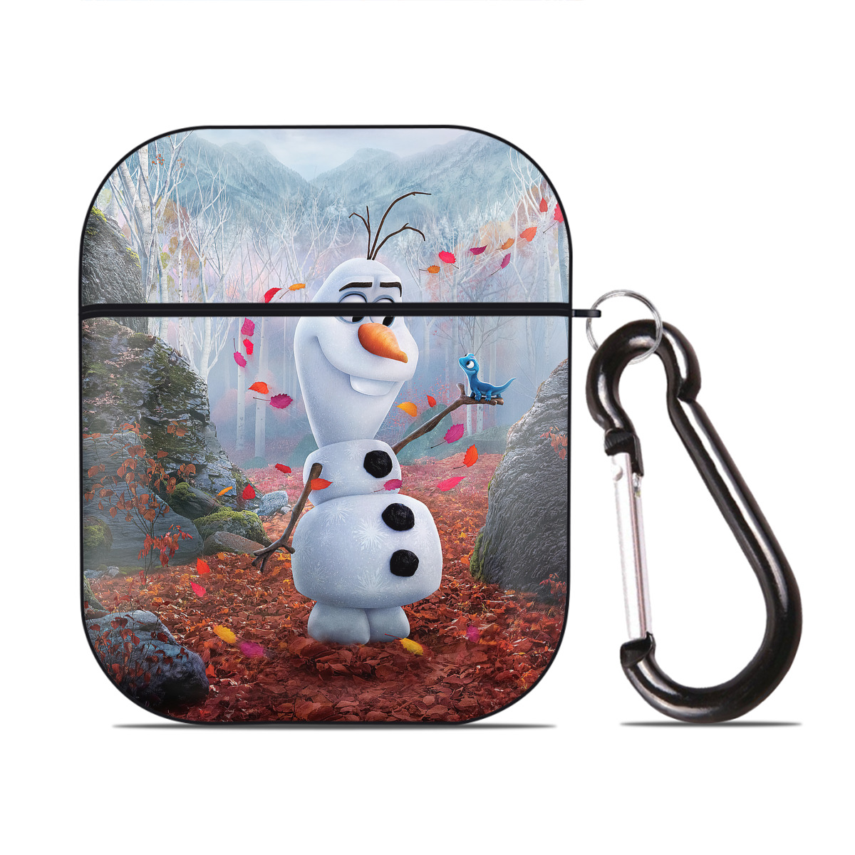 （画像用） アナと雪の女王 アンナ エルサ Frozen Anna Elsa AirPods 第2世代保護ケース ハードシェル ブラック 耐衝撃・防指紋・カラビナ付き