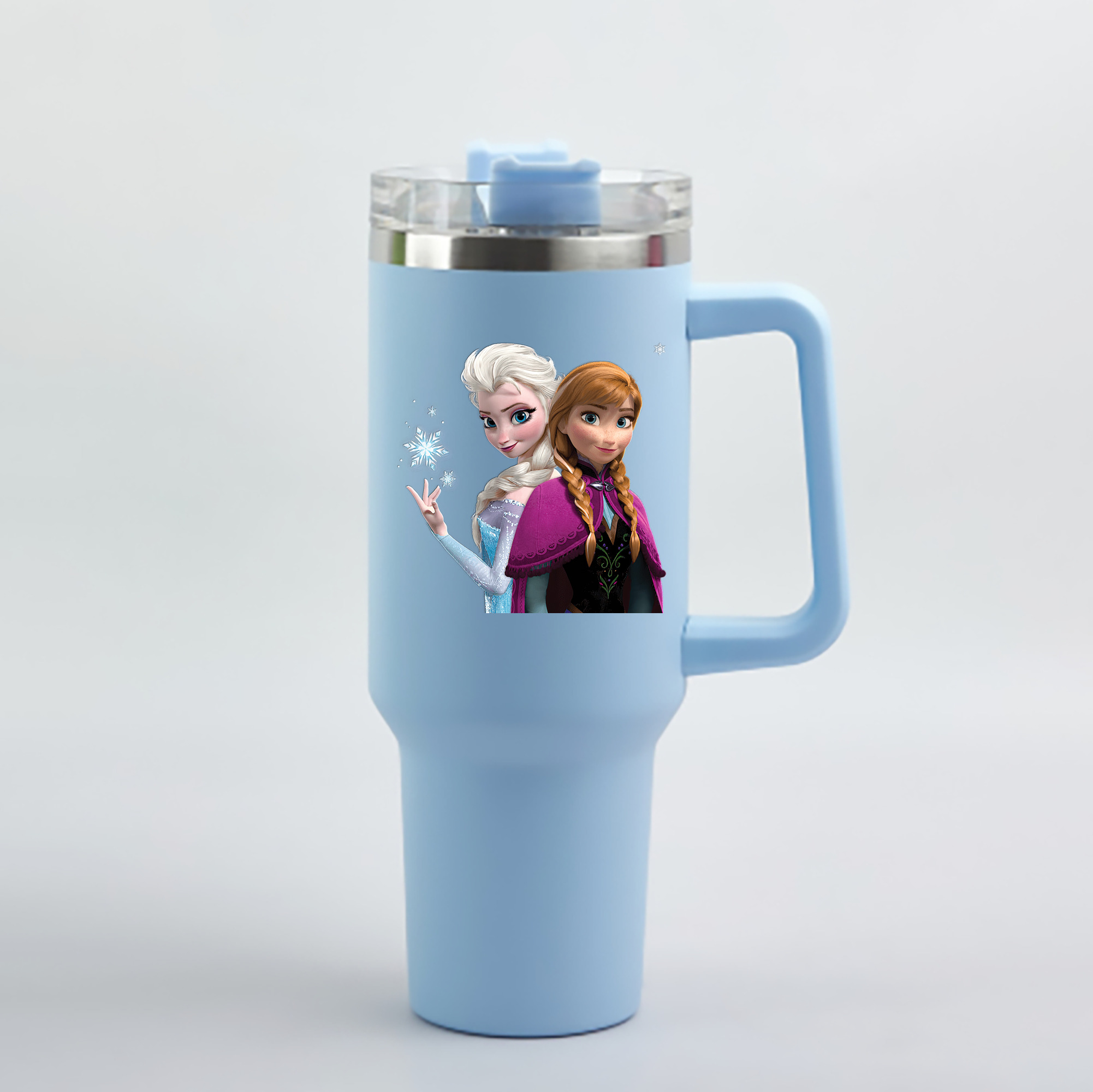 （画像用） アナと雪の女王 アンナ エルサ Frozen Anna Elsa 1200mL車用タンブラー - クリスタルステッカー（プラスチックストロー付き）