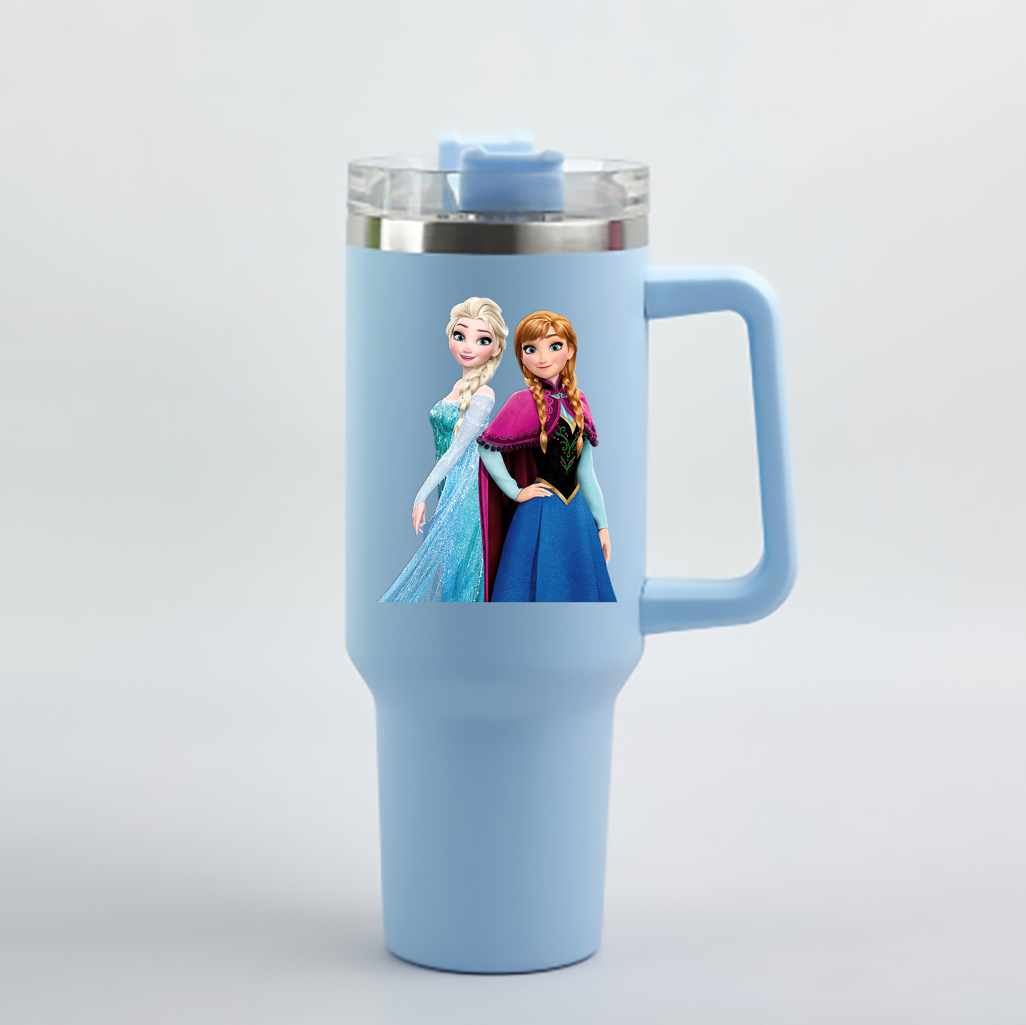 （画像用） アナと雪の女王 アンナ エルサ Frozen Anna Elsa 1200mL車用タンブラー - クリスタルステッカー（プラスチックストロー付き）