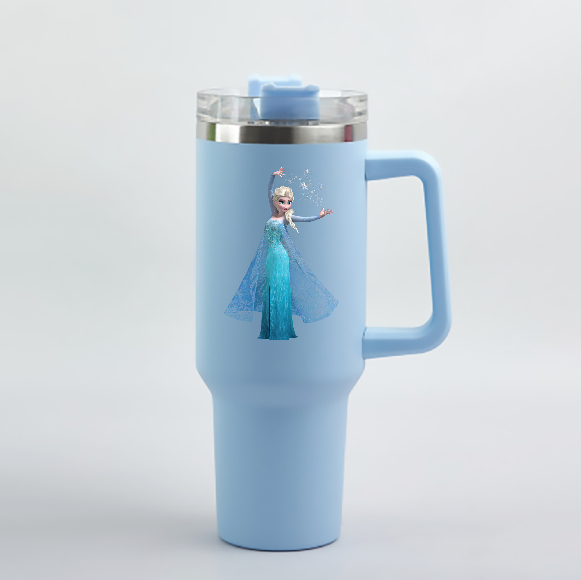 （画像用） アナと雪の女王 アンナ エルサ Frozen Anna Elsa 1200mL車用タンブラー - クリスタルステッカー（プラスチックストロー付き）