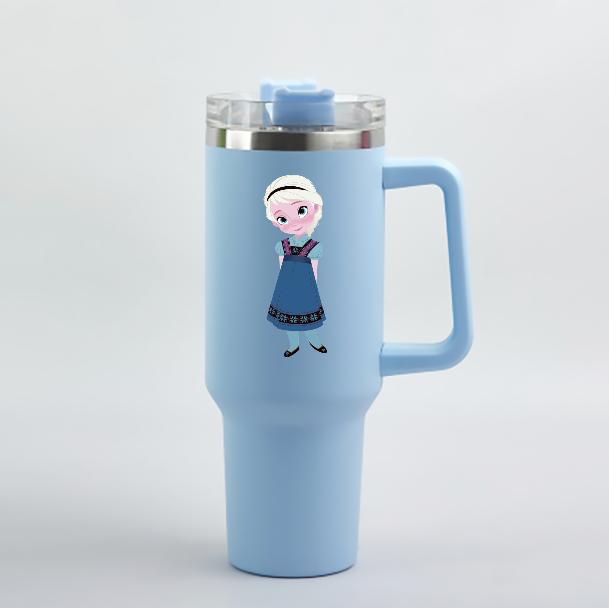 （画像用） アナと雪の女王 アンナ エルサ Frozen Anna Elsa 1200mL車用タンブラー - クリスタルステッカー（プラスチックストロー付き）