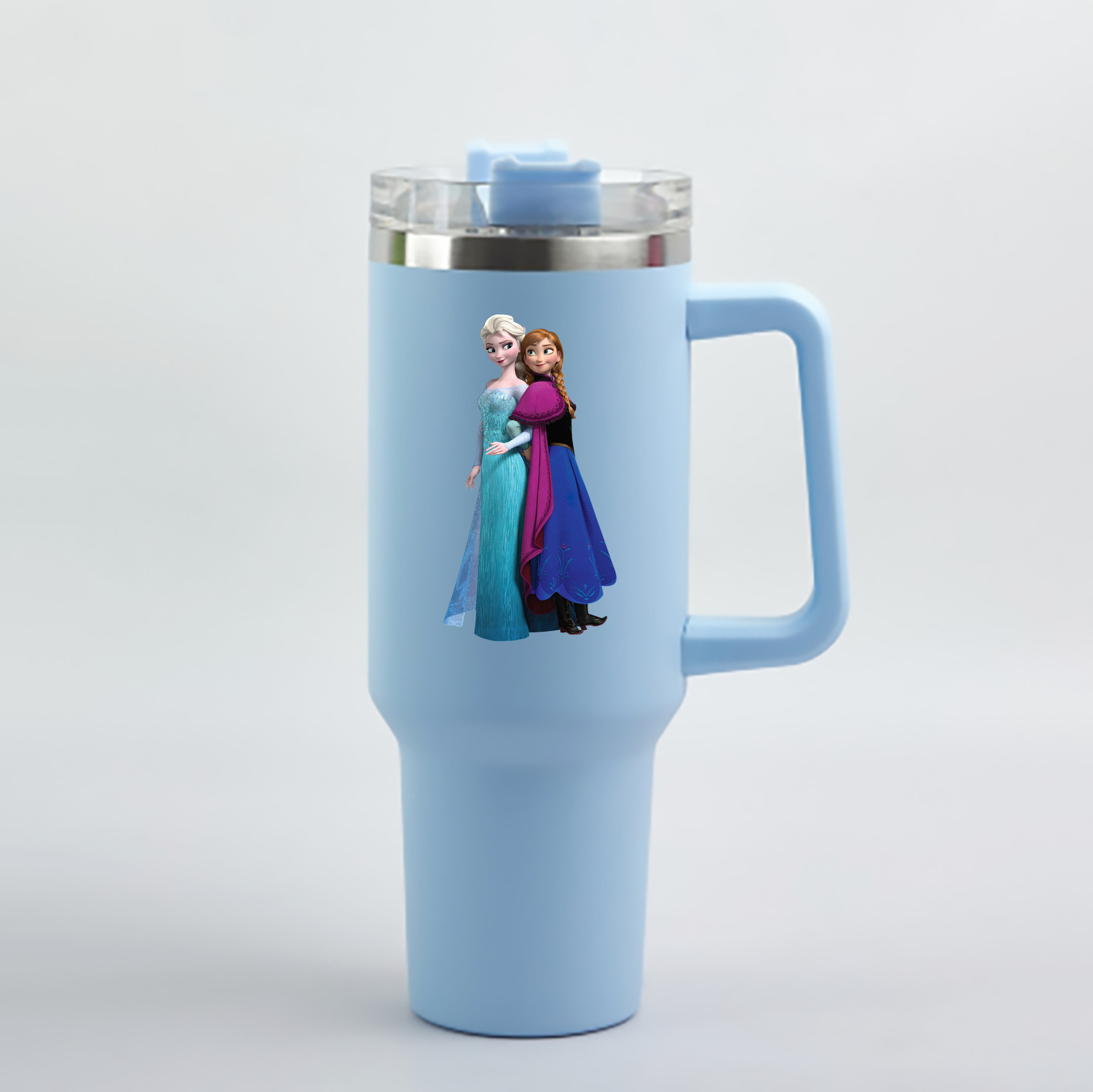 （画像用） アナと雪の女王 アンナ エルサ Frozen Anna Elsa 1200mL車用タンブラー - クリスタルステッカー（プラスチックストロー付き）