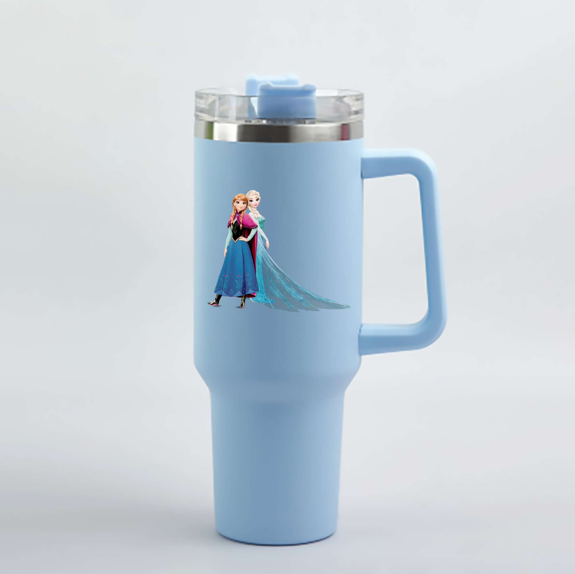 （画像用） アナと雪の女王 アンナ エルサ Frozen Anna Elsa 1200mL車用タンブラー - クリスタルステッカー（プラスチックストロー付き）