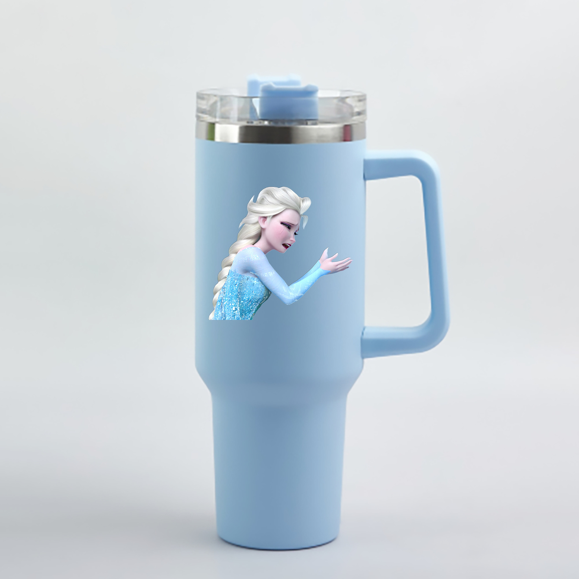 （画像用） アナと雪の女王 アンナ エルサ Frozen Anna Elsa 1200mL車用タンブラー - クリスタルステッカー（プラスチックストロー付き）