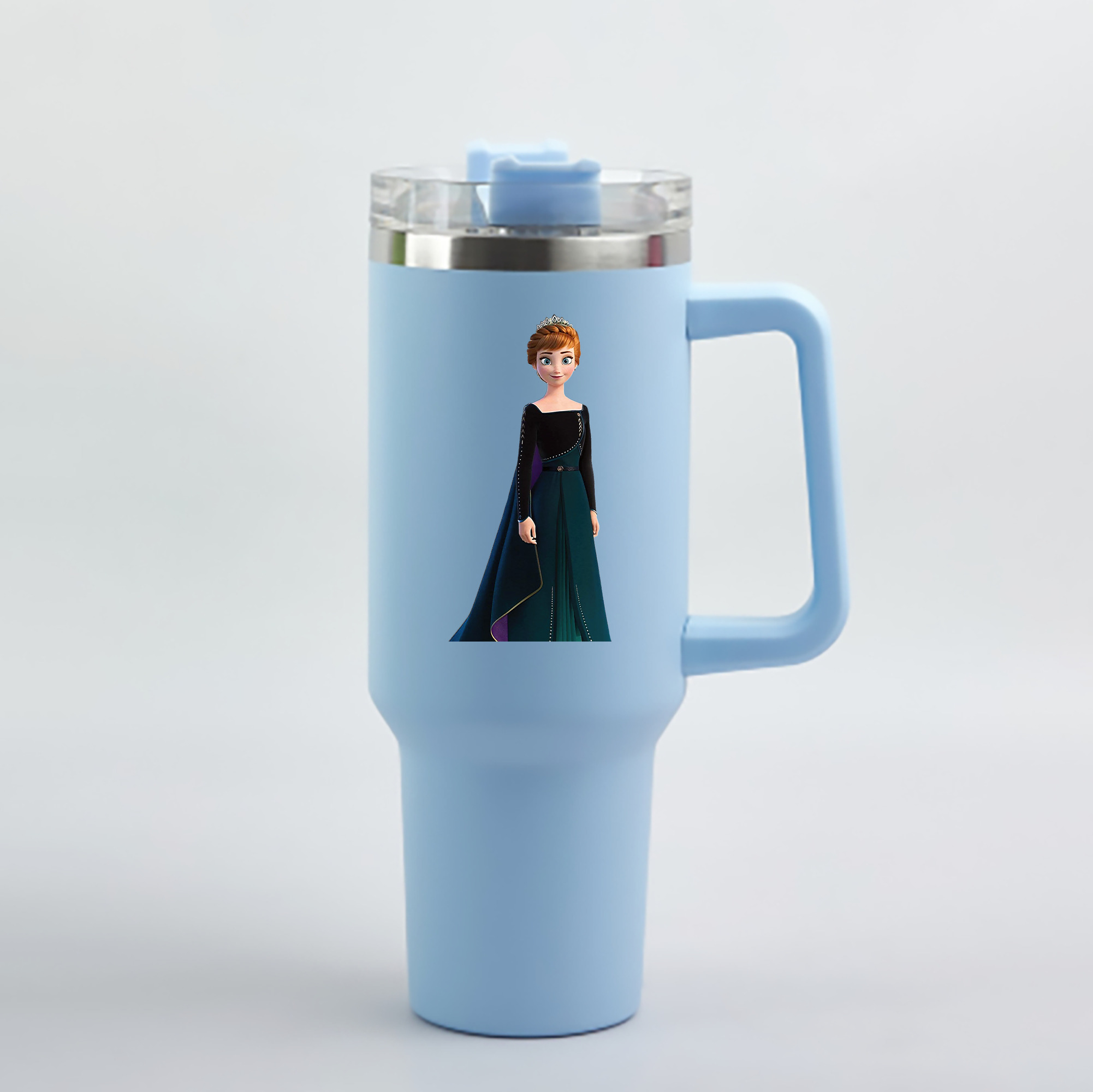 （画像用） アナと雪の女王 アンナ エルサ Frozen Anna Elsa 1200mL車用タンブラー - クリスタルステッカー（プラスチックストロー付き）