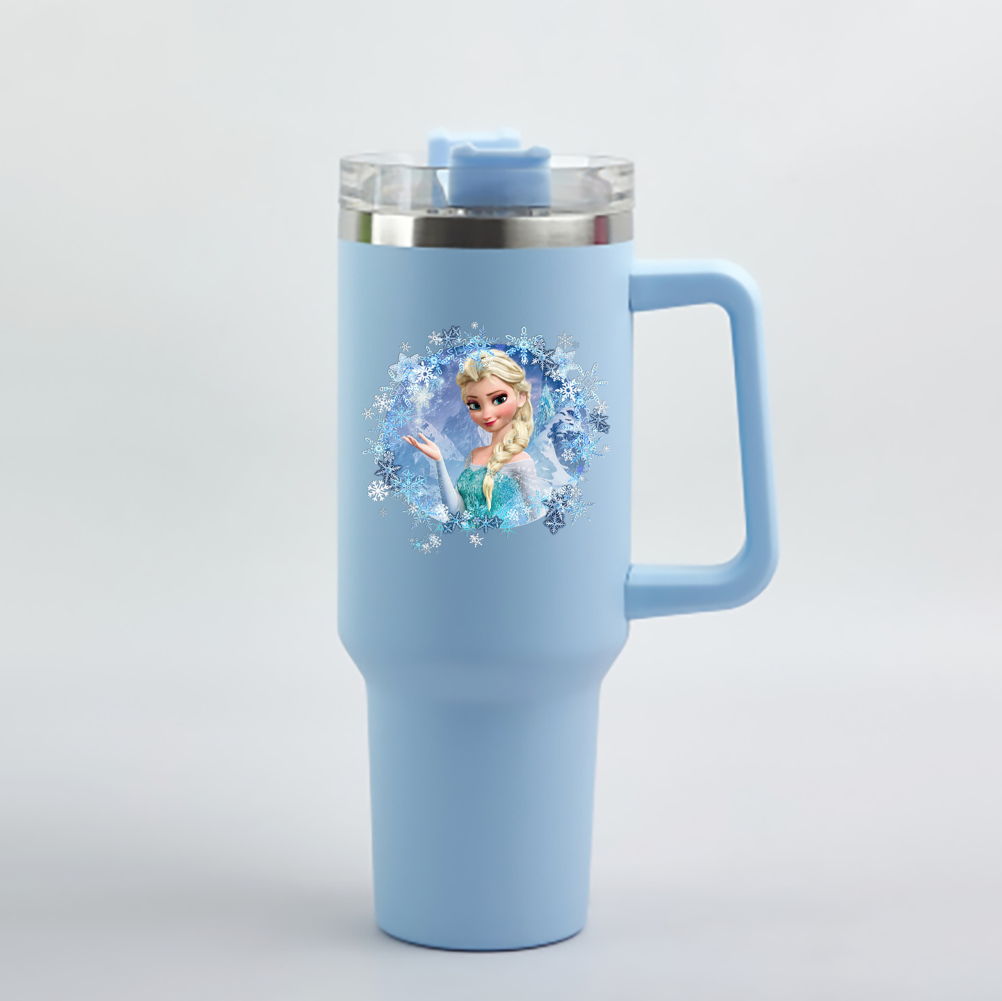 （画像用） アナと雪の女王 アンナ エルサ Frozen Anna Elsa 1200mL車用タンブラー - クリスタルステッカー（プラスチックストロー付き）