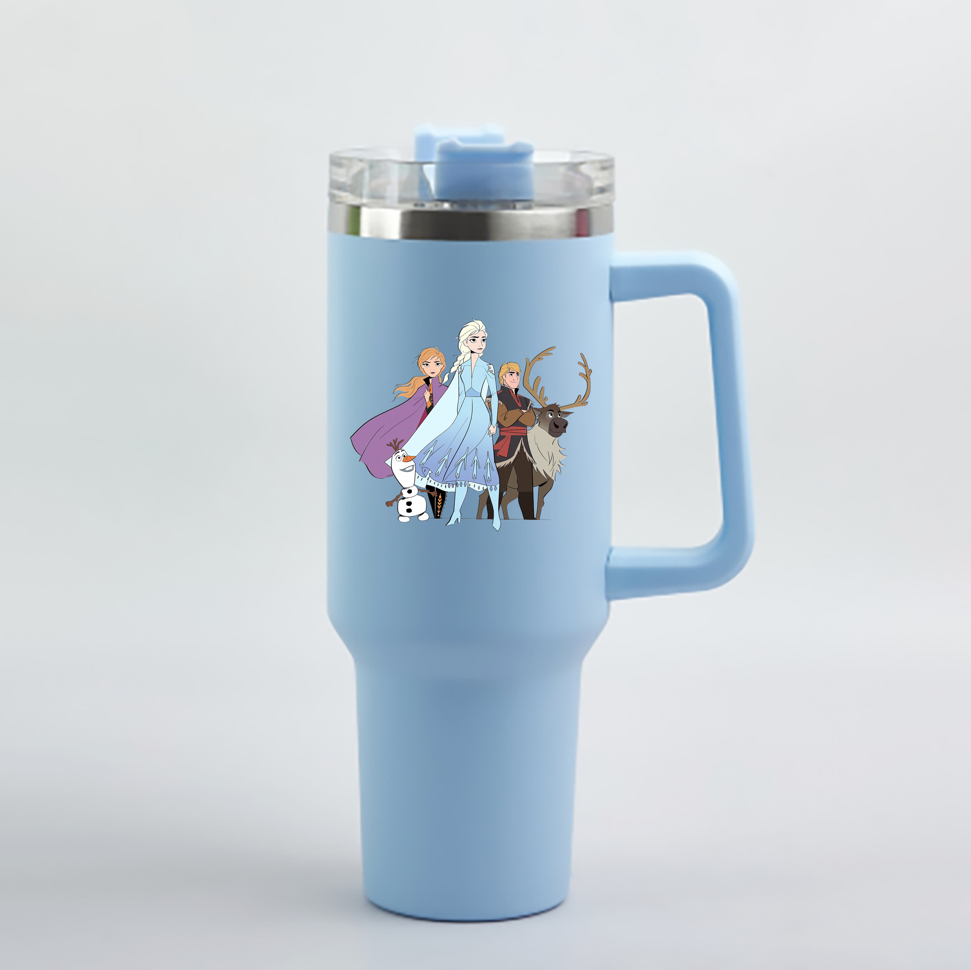 （画像用） アナと雪の女王 アンナ エルサ Frozen Anna Elsa 1200mL車用タンブラー - クリスタルステッカー（プラスチックストロー付き）