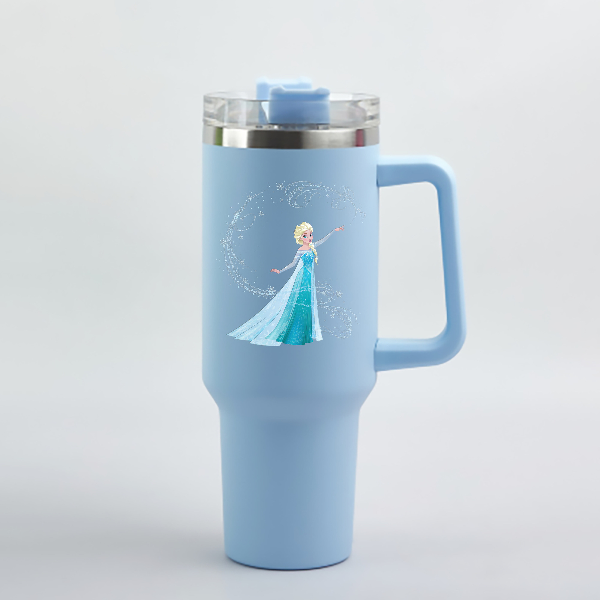（画像用） アナと雪の女王 アンナ エルサ Frozen Anna Elsa 1200mL車用タンブラー - クリスタルステッカー（プラスチックストロー付き）