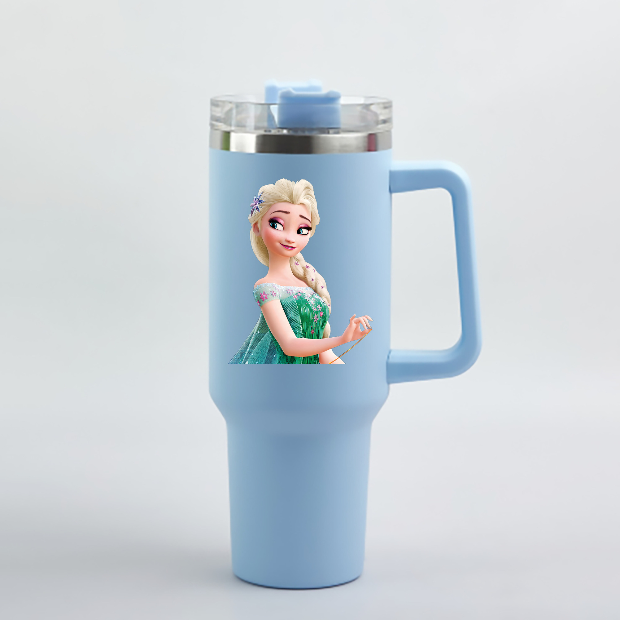 （画像用） アナと雪の女王 アンナ エルサ Frozen Anna Elsa 1200mL車用タンブラー - クリスタルステッカー（プラスチックストロー付き）