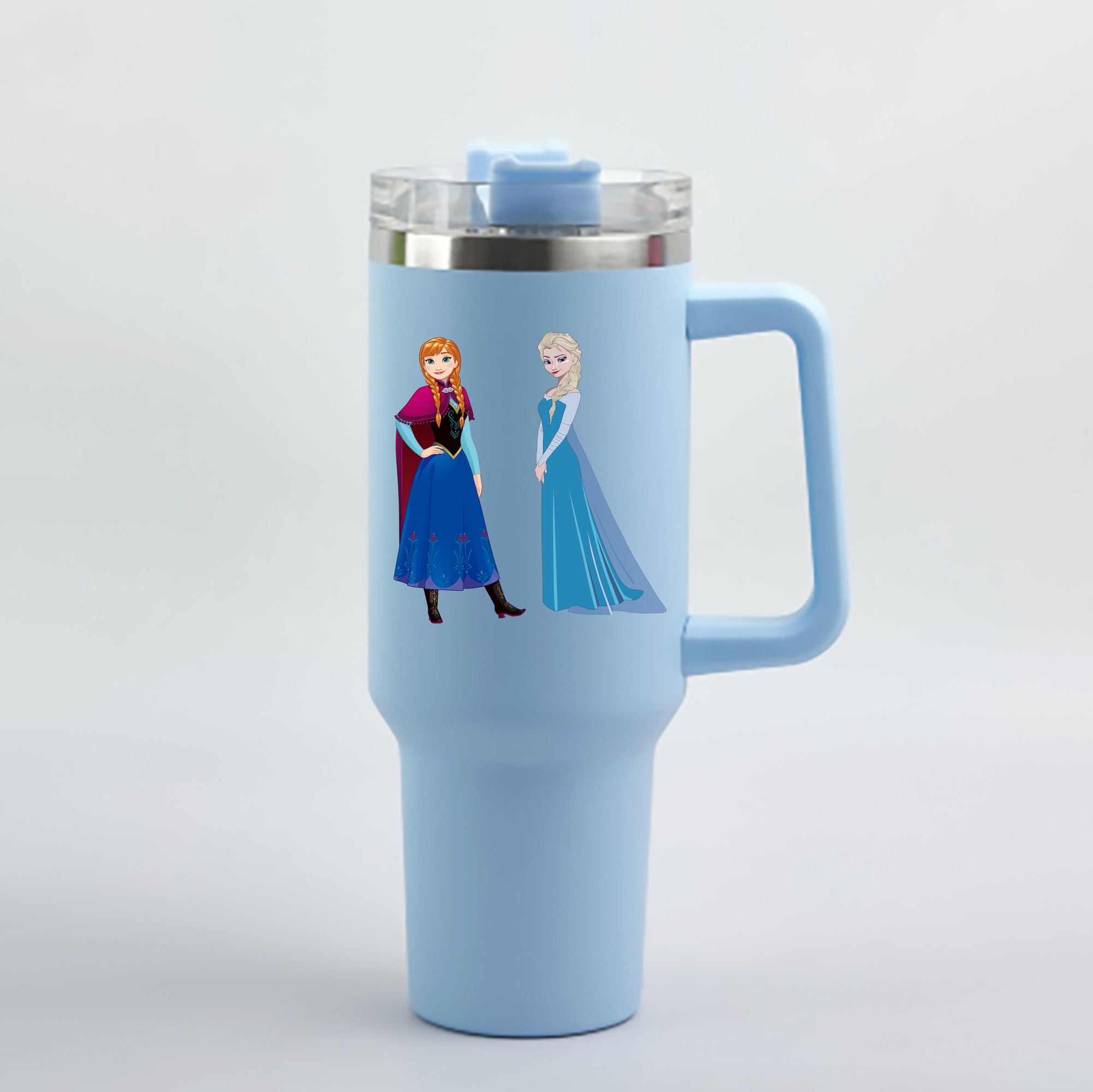 （画像用） アナと雪の女王 アンナ エルサ Frozen Anna Elsa 1200mL車用タンブラー - クリスタルステッカー（プラスチックストロー付き）