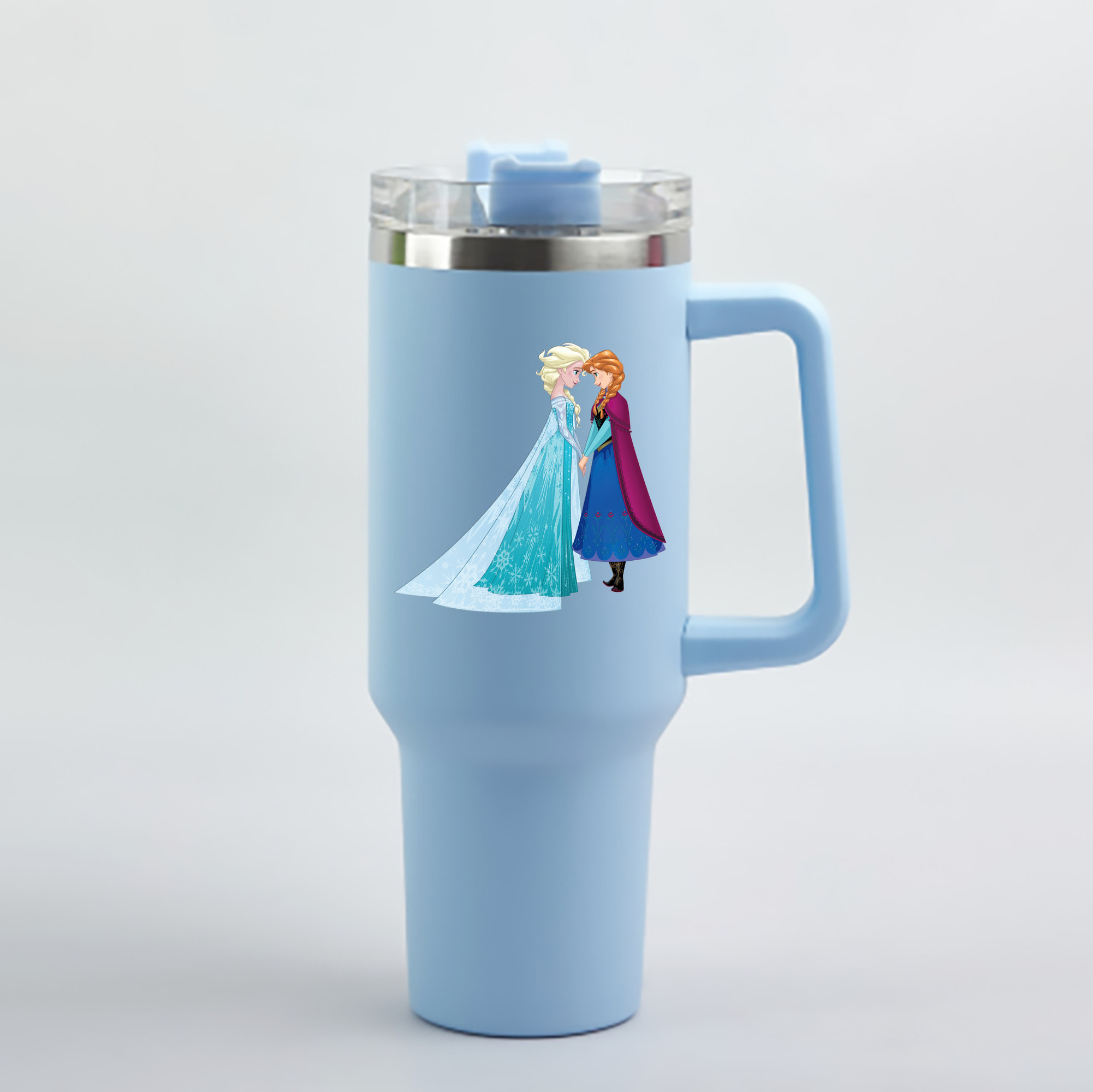 （画像用） アナと雪の女王 アンナ エルサ Frozen Anna Elsa 1200mL車用タンブラー - クリスタルステッカー（プラスチックストロー付き）