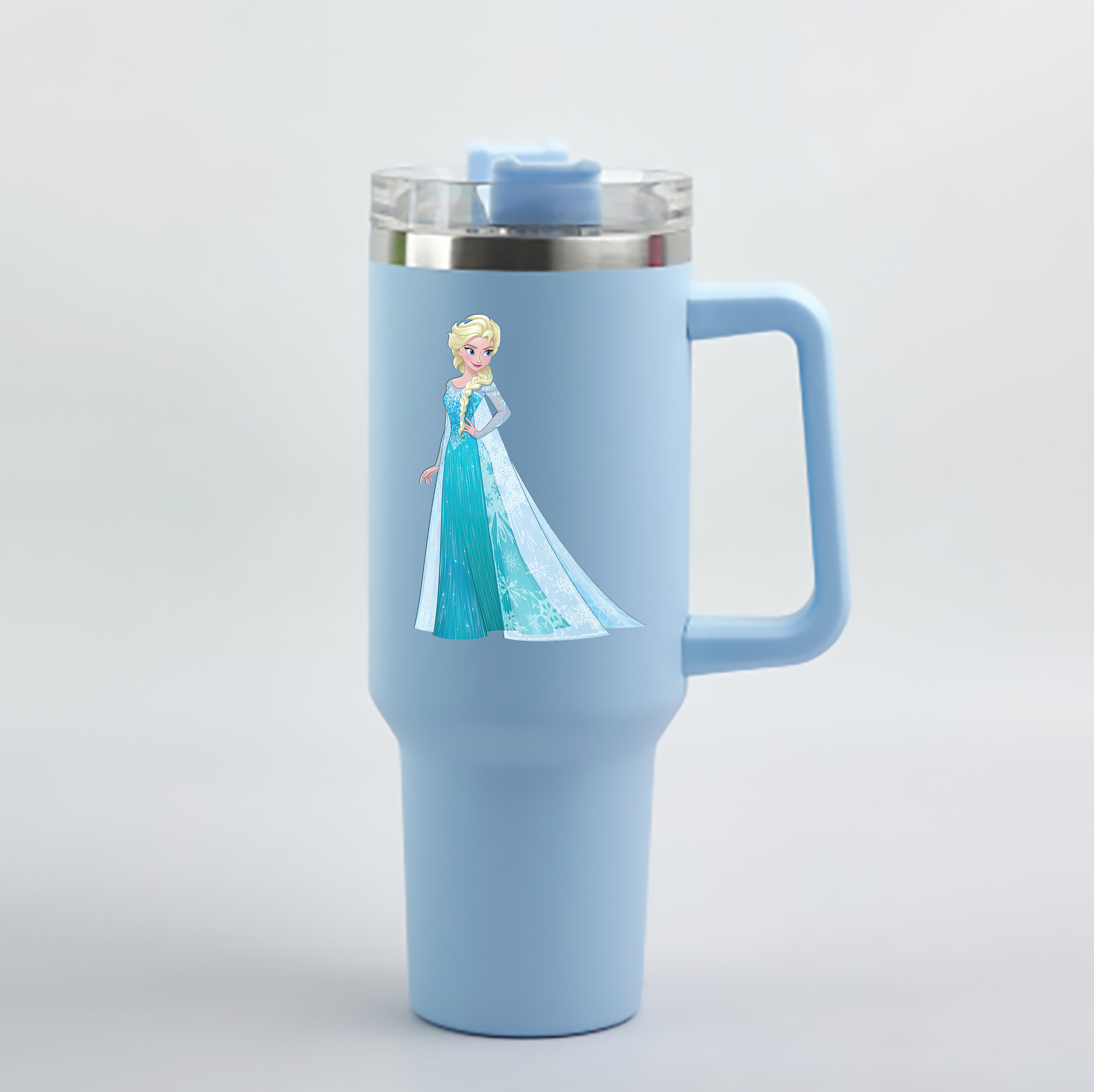 （画像用） アナと雪の女王 アンナ エルサ Frozen Anna Elsa 1200mL車用タンブラー - クリスタルステッカー（プラスチックストロー付き）