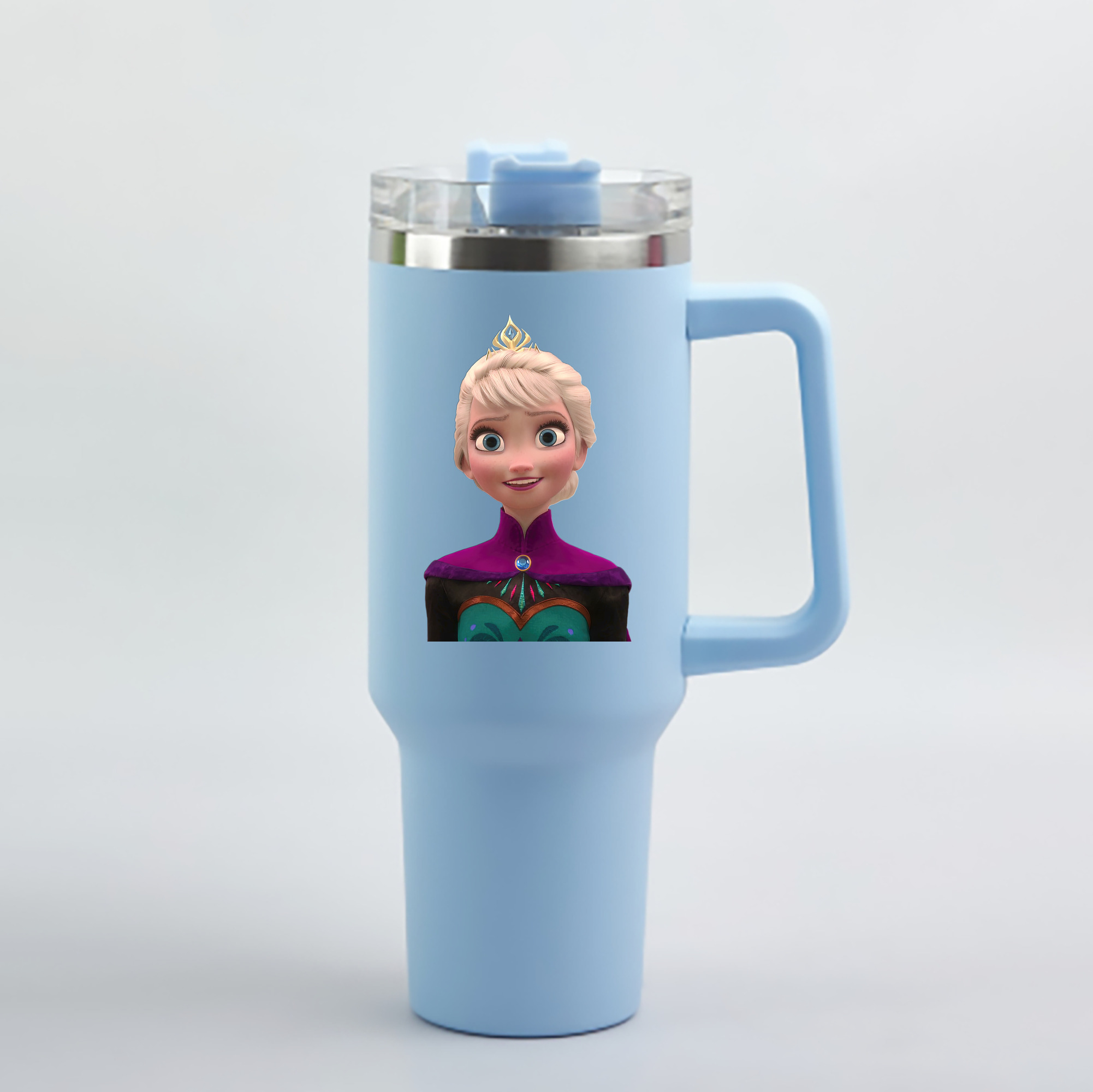 （画像用） アナと雪の女王 アンナ エルサ Frozen Anna Elsa 1200mL車用タンブラー - クリスタルステッカー（プラスチックストロー付き）