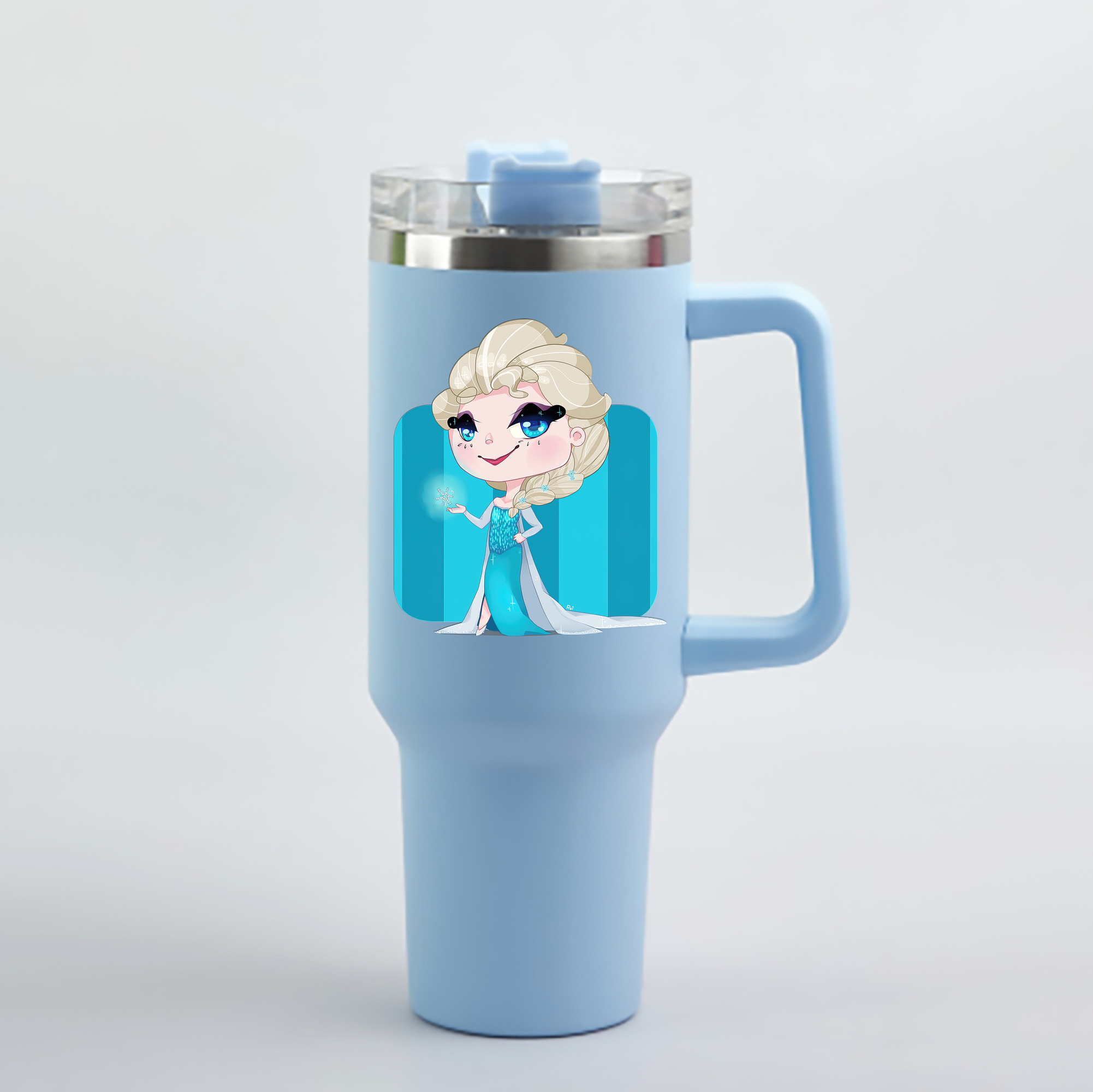 （画像用） アナと雪の女王 アンナ エルサ Frozen Anna Elsa 1200mL車用タンブラー - クリスタルステッカー（プラスチックストロー付き）