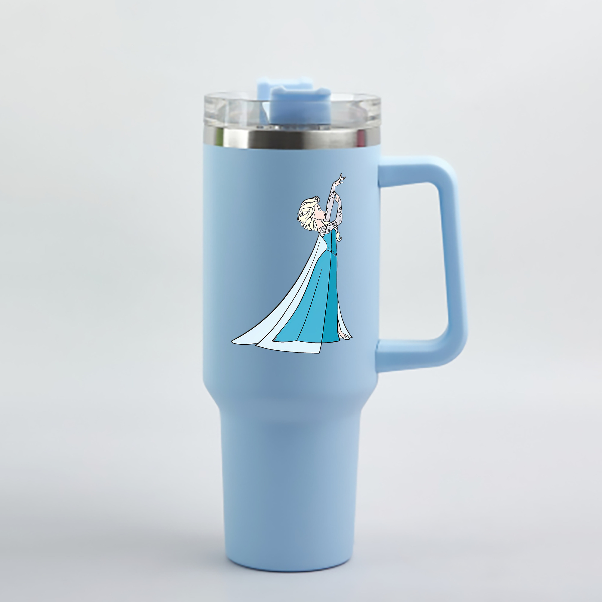 （画像用） アナと雪の女王 アンナ エルサ Frozen Anna Elsa 1200mL車用タンブラー - クリスタルステッカー（プラスチックストロー付き）