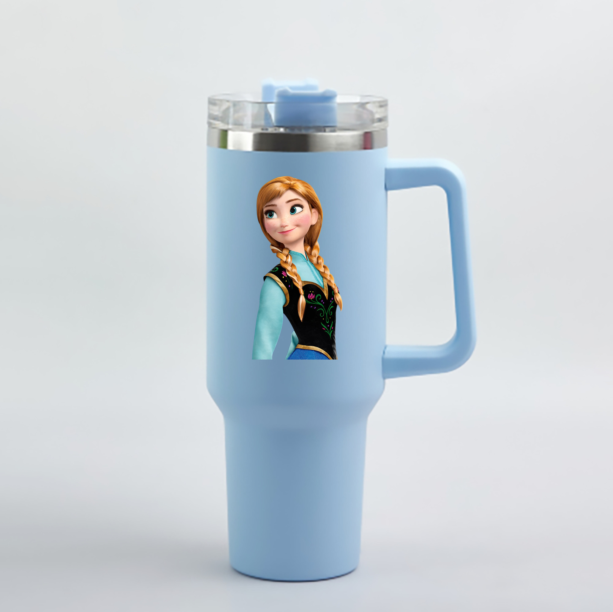 （画像用） アナと雪の女王 アンナ エルサ Frozen Anna Elsa 1200mL車用タンブラー - クリスタルステッカー（プラスチックストロー付き）