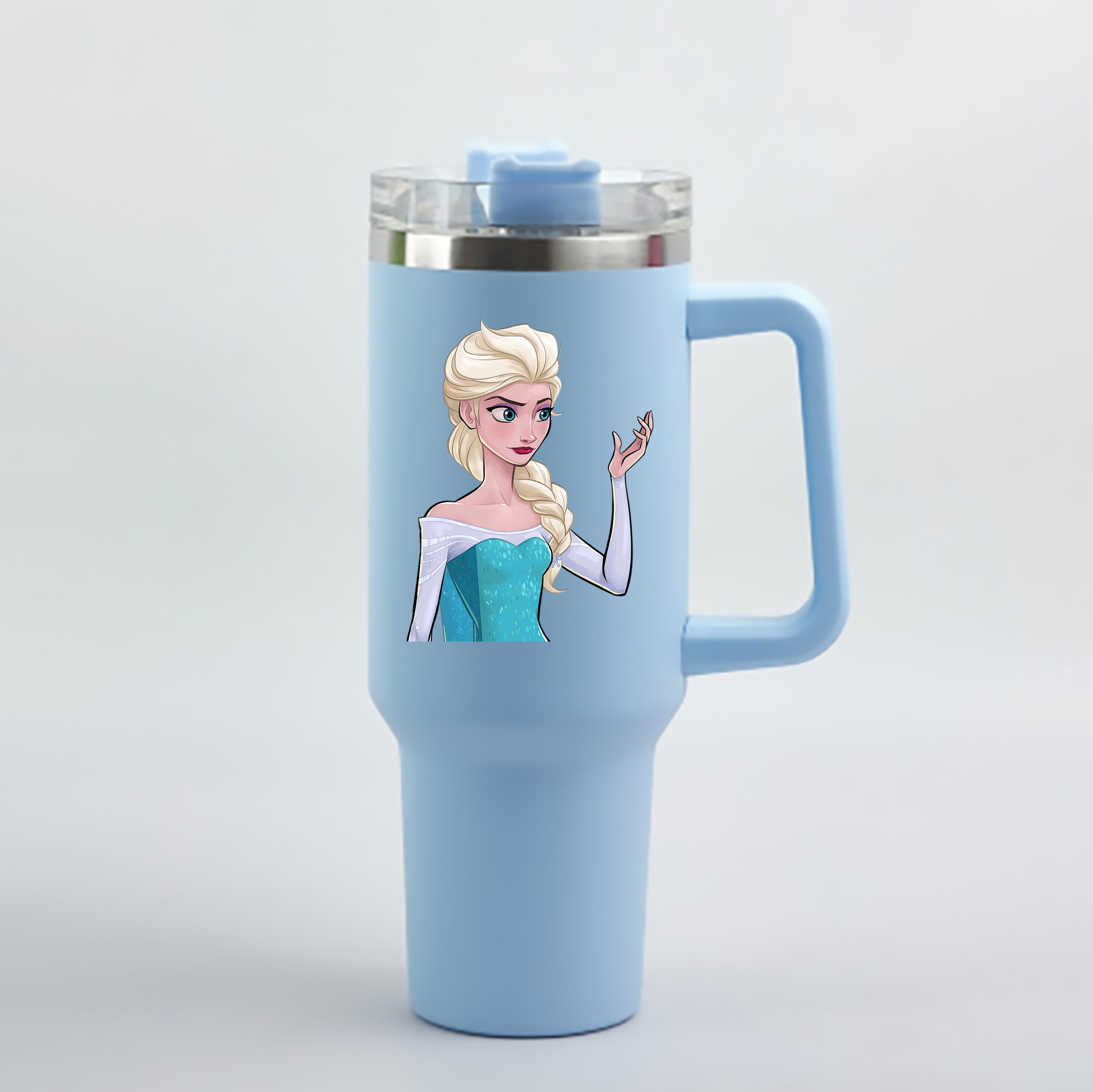（画像用） アナと雪の女王 アンナ エルサ Frozen Anna Elsa 1200mL車用タンブラー - クリスタルステッカー（プラスチックストロー付き）