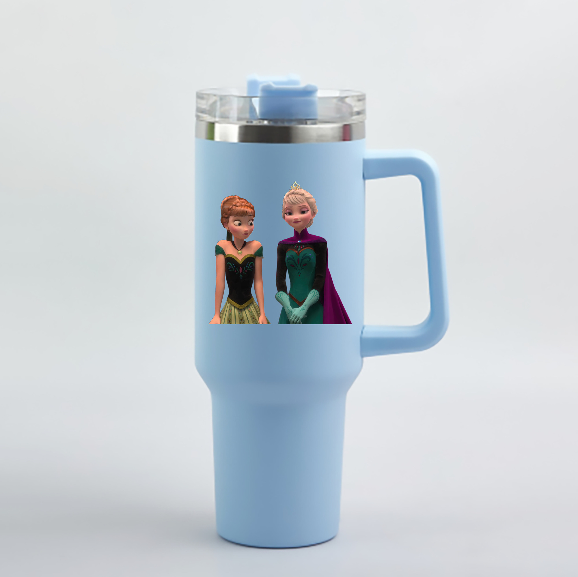 （画像用） アナと雪の女王 アンナ エルサ Frozen Anna Elsa 1200mL車用タンブラー - クリスタルステッカー（プラスチックストロー付き）