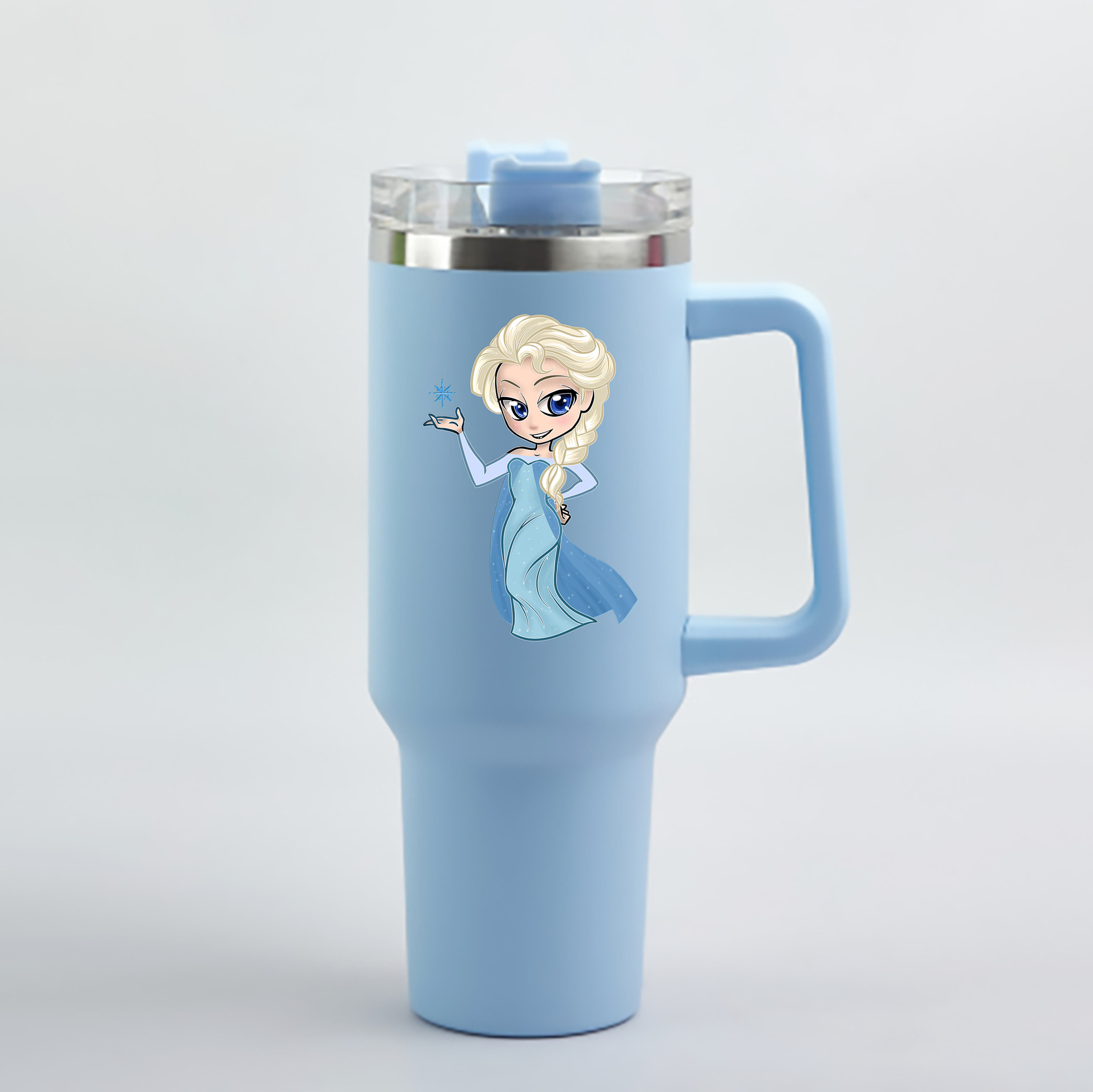 （画像用） アナと雪の女王 アンナ エルサ Frozen Anna Elsa 1200mL車用タンブラー - クリスタルステッカー（プラスチックストロー付き）