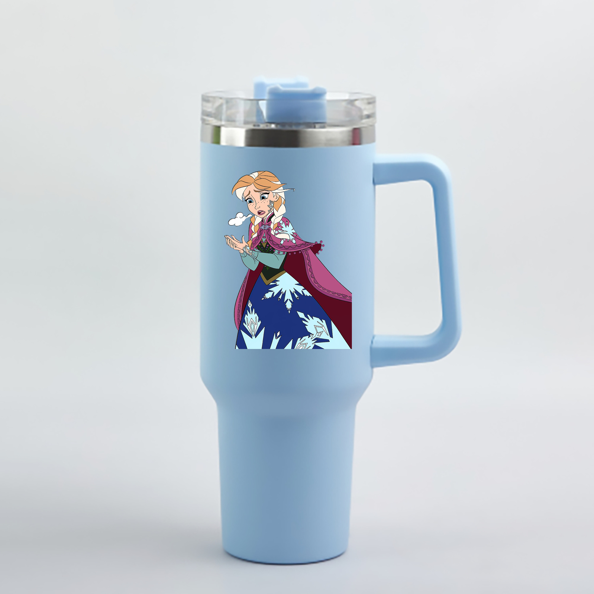 （画像用） アナと雪の女王 アンナ エルサ Frozen Anna Elsa 1200mL車用タンブラー - クリスタルステッカー（プラスチックストロー付き）