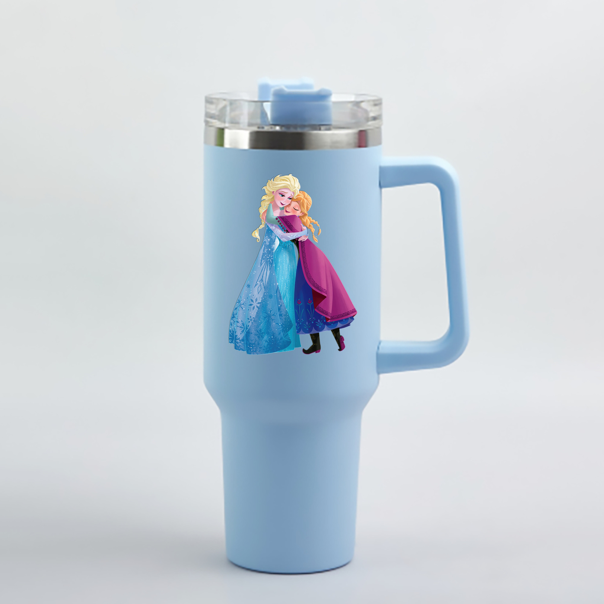 （画像用） アナと雪の女王 アンナ エルサ Frozen Anna Elsa 1200mL車用タンブラー - クリスタルステッカー（プラスチックストロー付き）