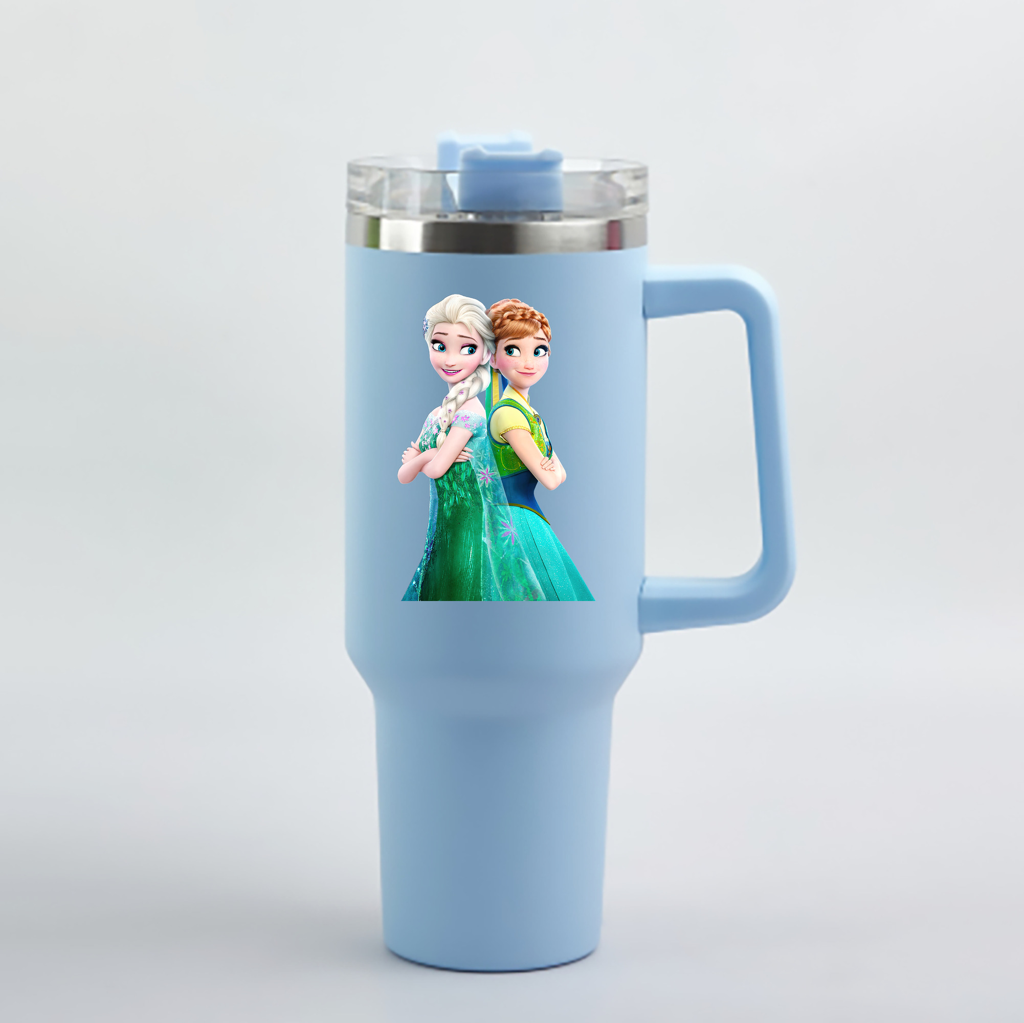 （画像用） アナと雪の女王 アンナ エルサ Frozen Anna Elsa 1200mL車用タンブラー - クリスタルステッカー（プラスチックストロー付き）