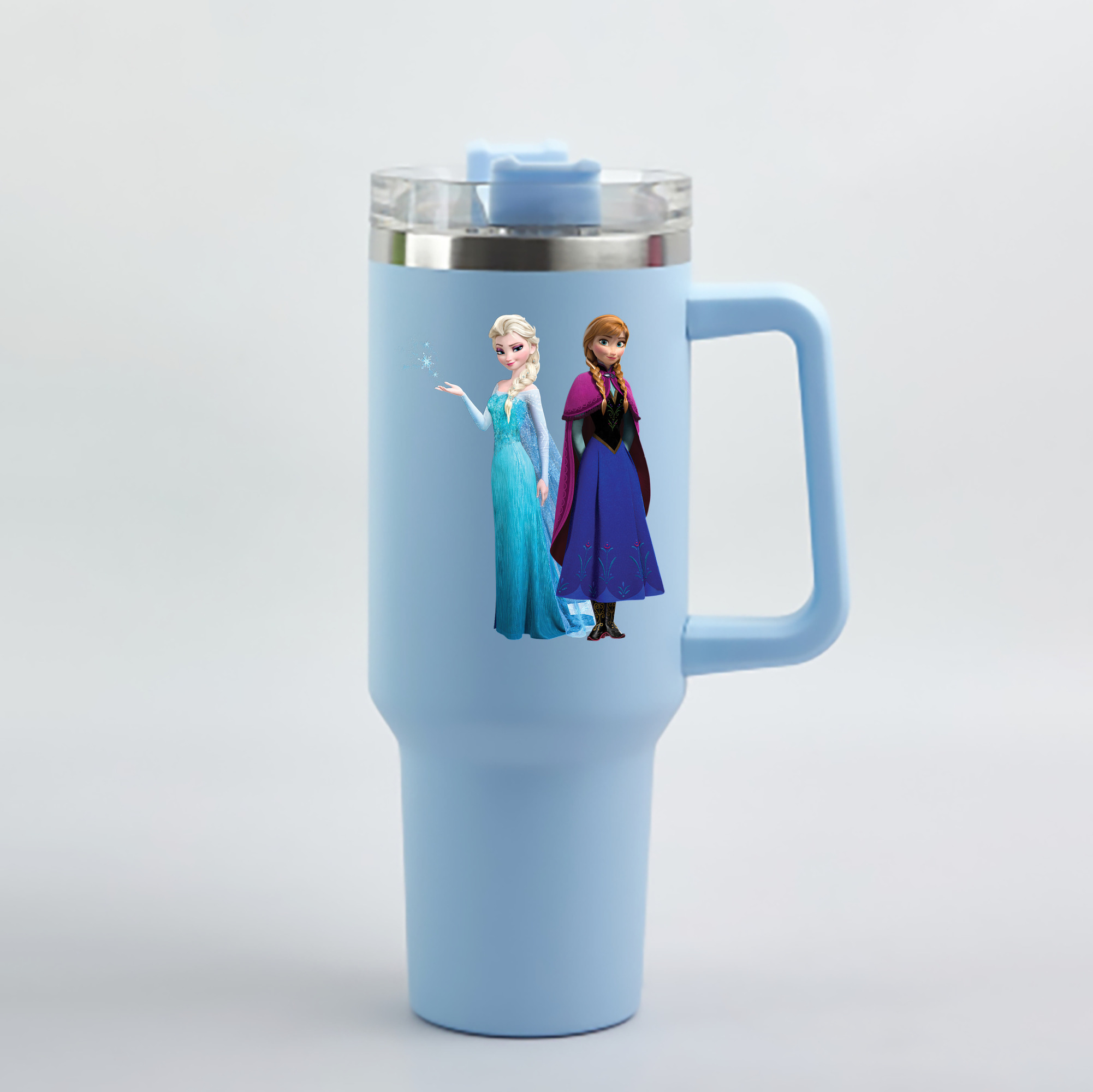 （画像用） アナと雪の女王 アンナ エルサ Frozen Anna Elsa 1200mL車用タンブラー - クリスタルステッカー（プラスチックストロー付き）