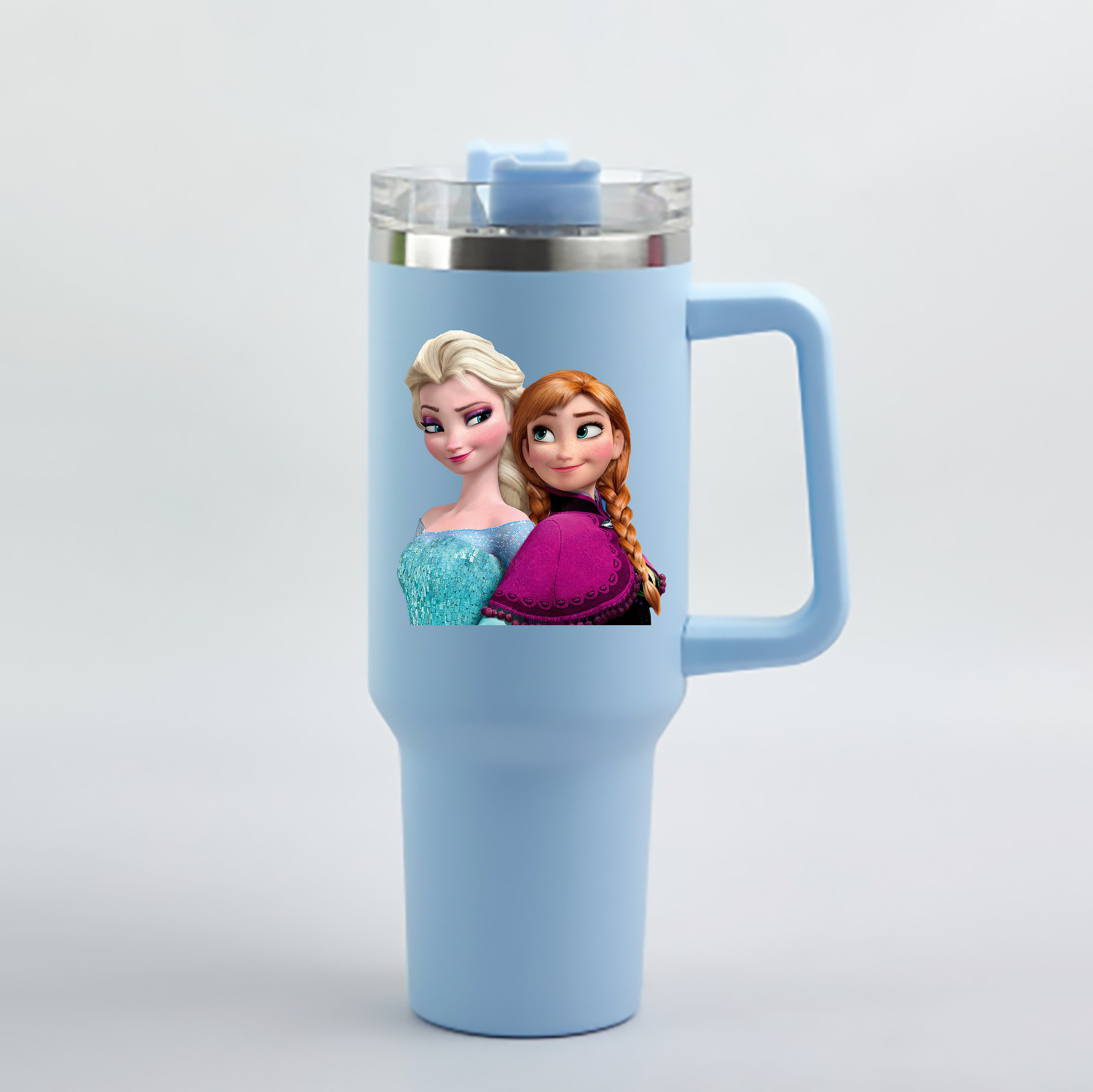 （画像用） アナと雪の女王 アンナ エルサ Frozen Anna Elsa 1200mL車用タンブラー - クリスタルステッカー（プラスチックストロー付き）