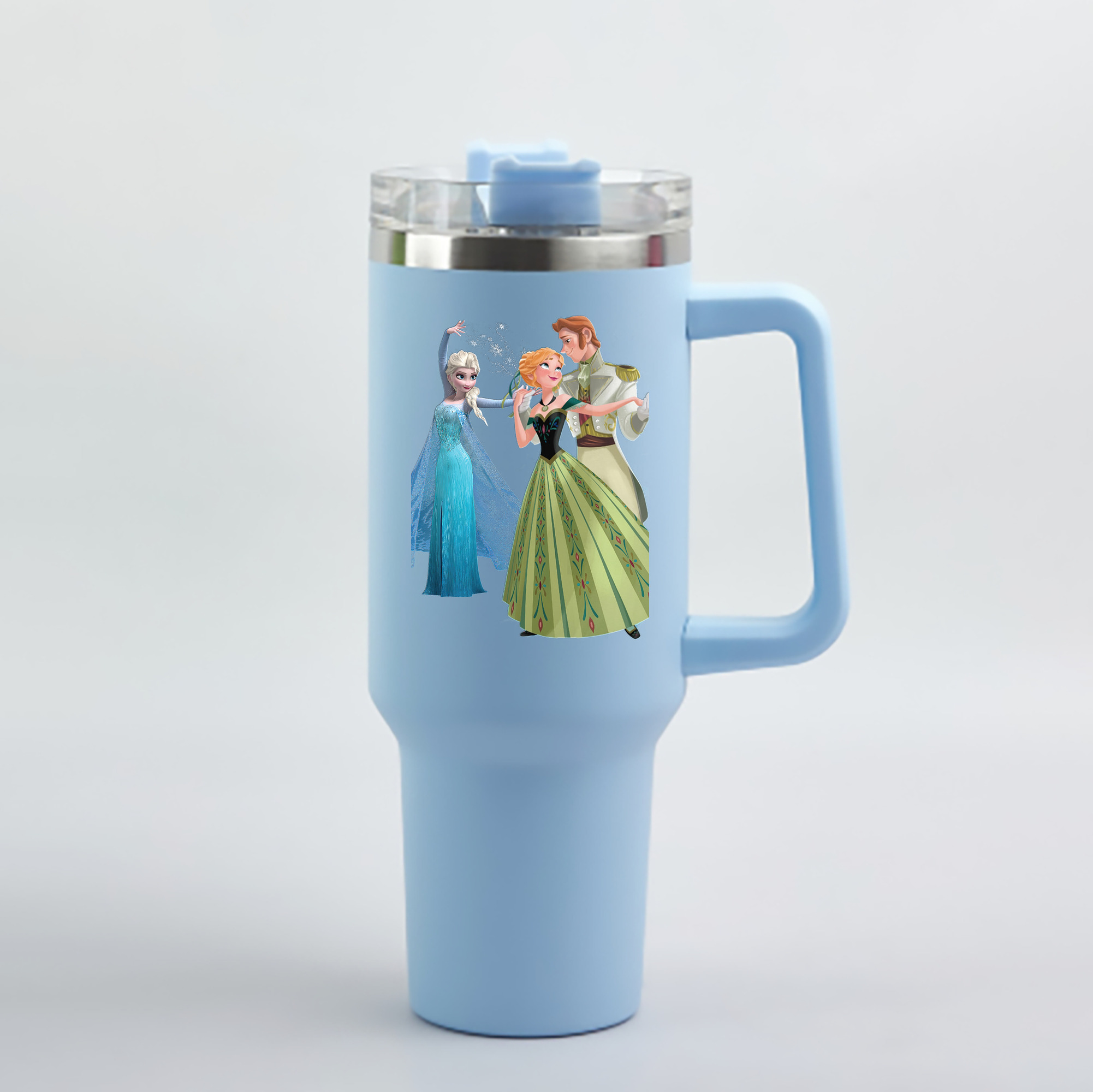 （画像用） アナと雪の女王 アンナ エルサ Frozen Anna Elsa 1200mL車用タンブラー - クリスタルステッカー（プラスチックストロー付き）