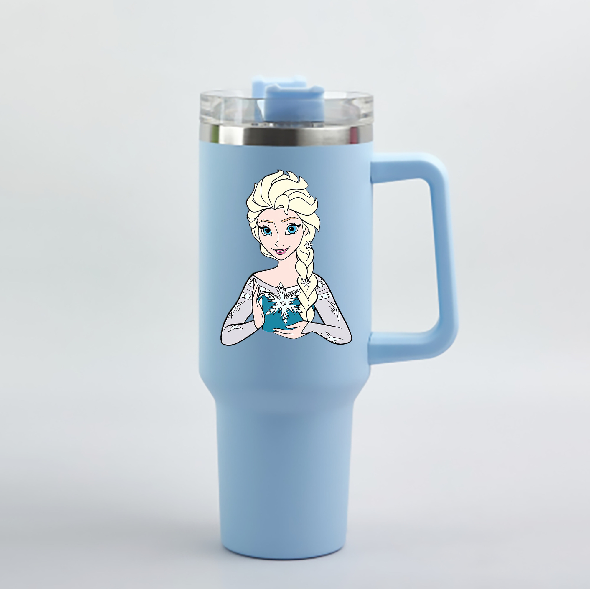 （画像用） アナと雪の女王 アンナ エルサ Frozen Anna Elsa 1200mL車用タンブラー - クリスタルステッカー（プラスチックストロー付き）