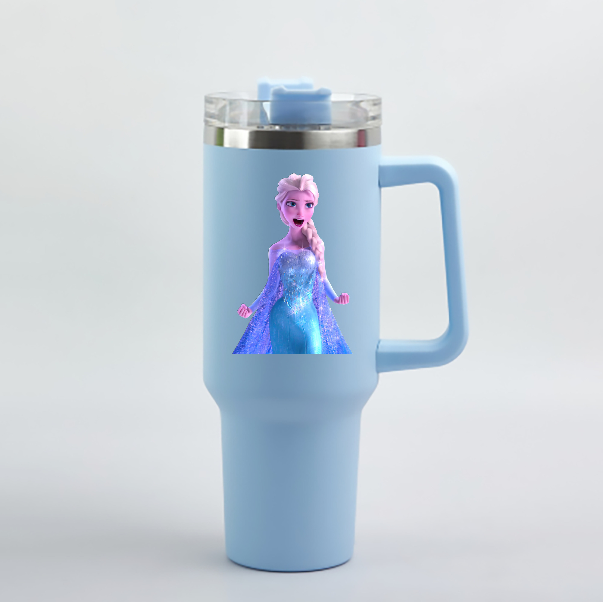 （画像用） アナと雪の女王 アンナ エルサ Frozen Anna Elsa 1200mL車用タンブラー - クリスタルステッカー（プラスチックストロー付き）