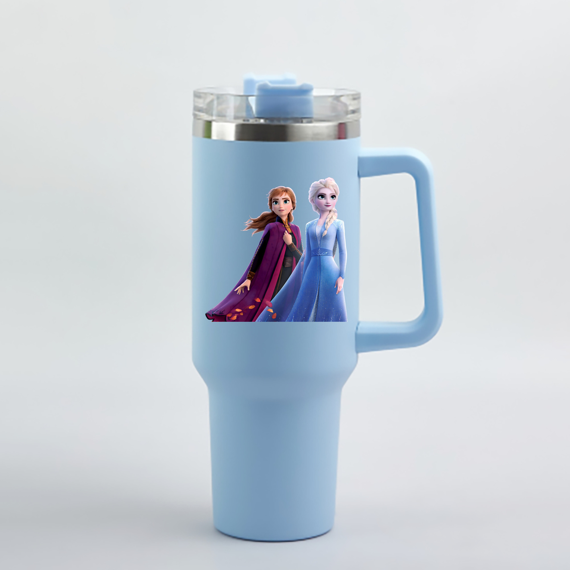 （画像用） アナと雪の女王 アンナ エルサ Frozen Anna Elsa 1200mL車用タンブラー - クリスタルステッカー（プラスチックストロー付き）
