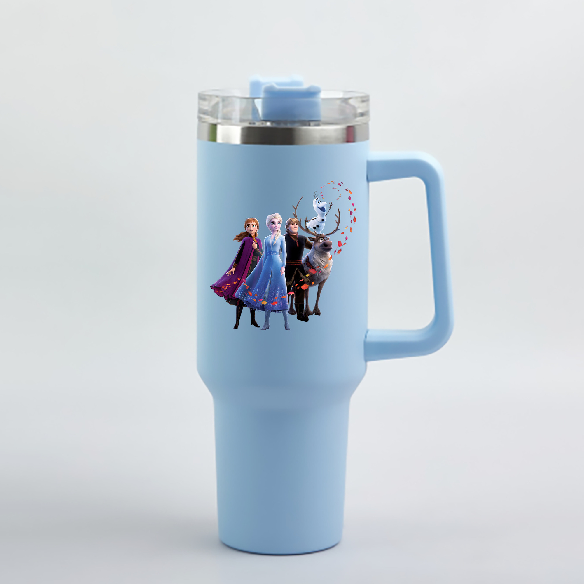 （画像用） アナと雪の女王 アンナ エルサ Frozen Anna Elsa 1200mL車用タンブラー - クリスタルステッカー（プラスチックストロー付き）