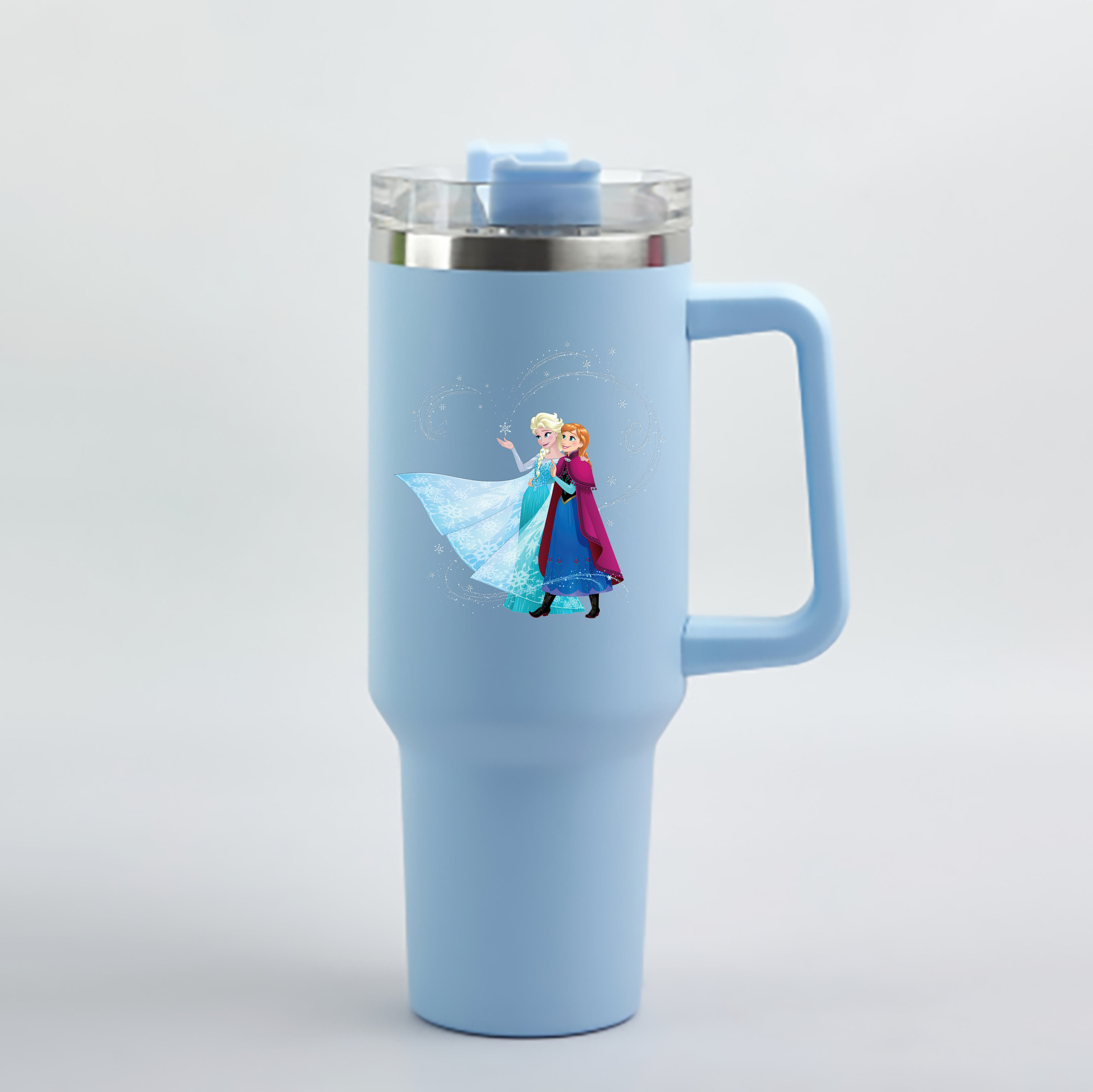 （画像用） アナと雪の女王 アンナ エルサ Frozen Anna Elsa 1200mL車用タンブラー - クリスタルステッカー（プラスチックストロー付き）